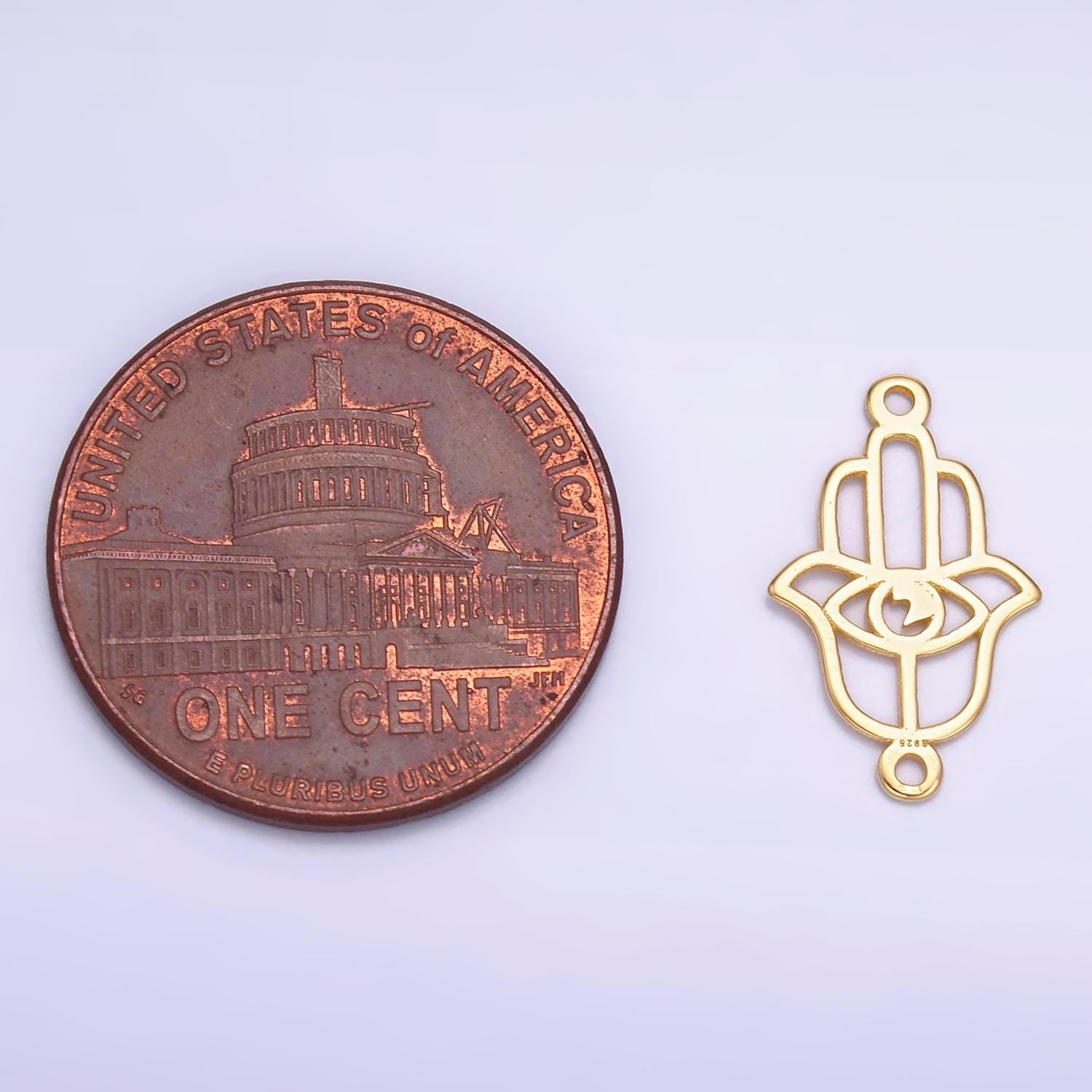 S925 Sterling Silver Open hamsa hand charm connector for bracelet necklace component Gold Vermeil Fatimah Hand Charm SL-620