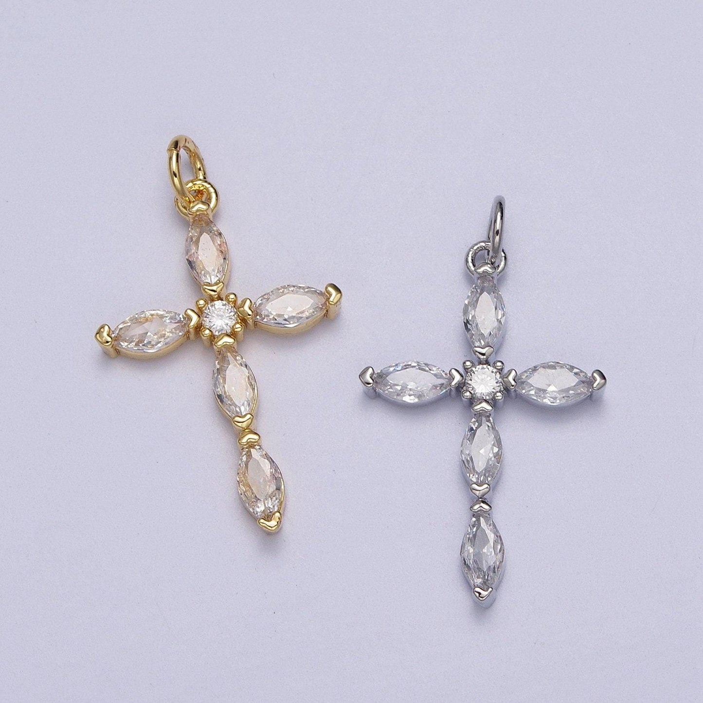 Cubic cross pendant gold plated cross necklace, marquise cz diamond pendant forwomen religious charm necklace supply ac012
