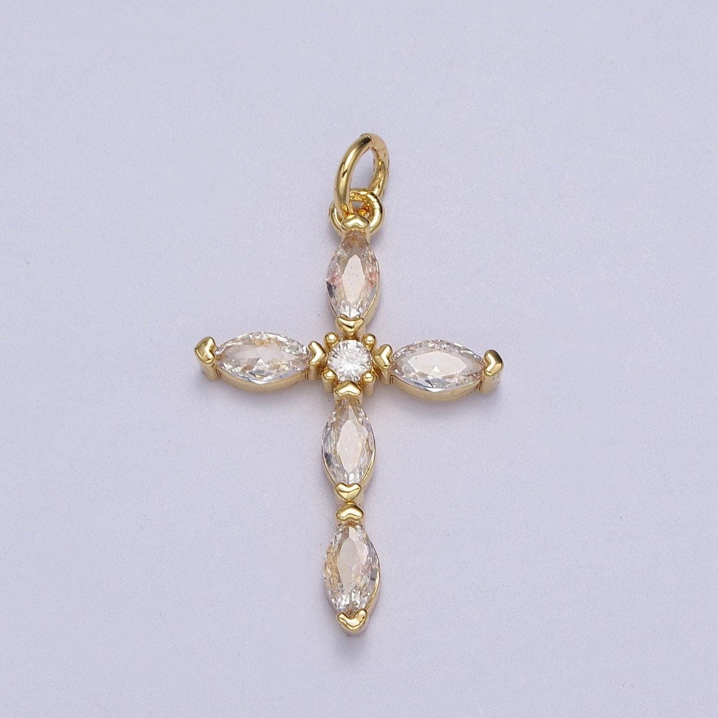 Cubic cross pendant gold plated cross necklace, marquise cz diamond pendant forwomen religious charm necklace supply ac012