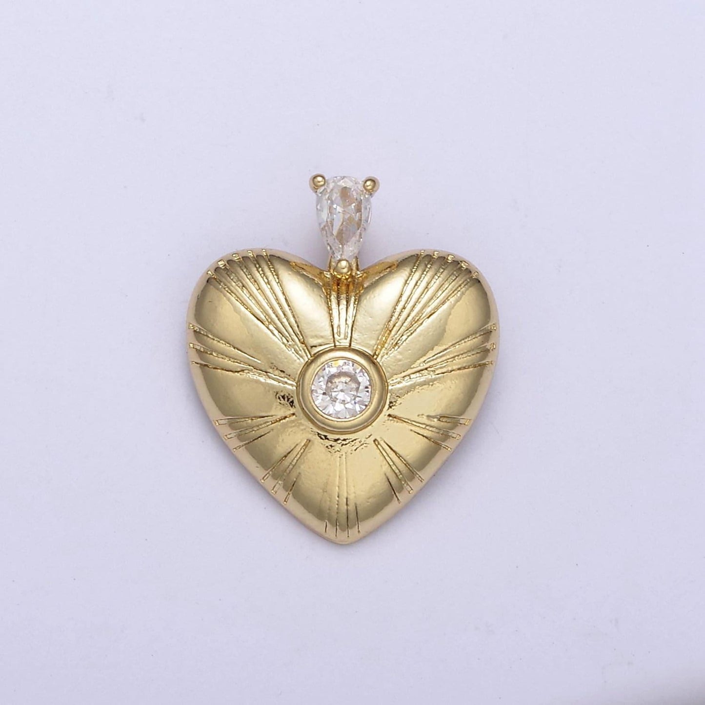Small heart charm - cubic solitaire dainty gold mini heart add on charm - dainty heart - love inspired gold heart pendant c683