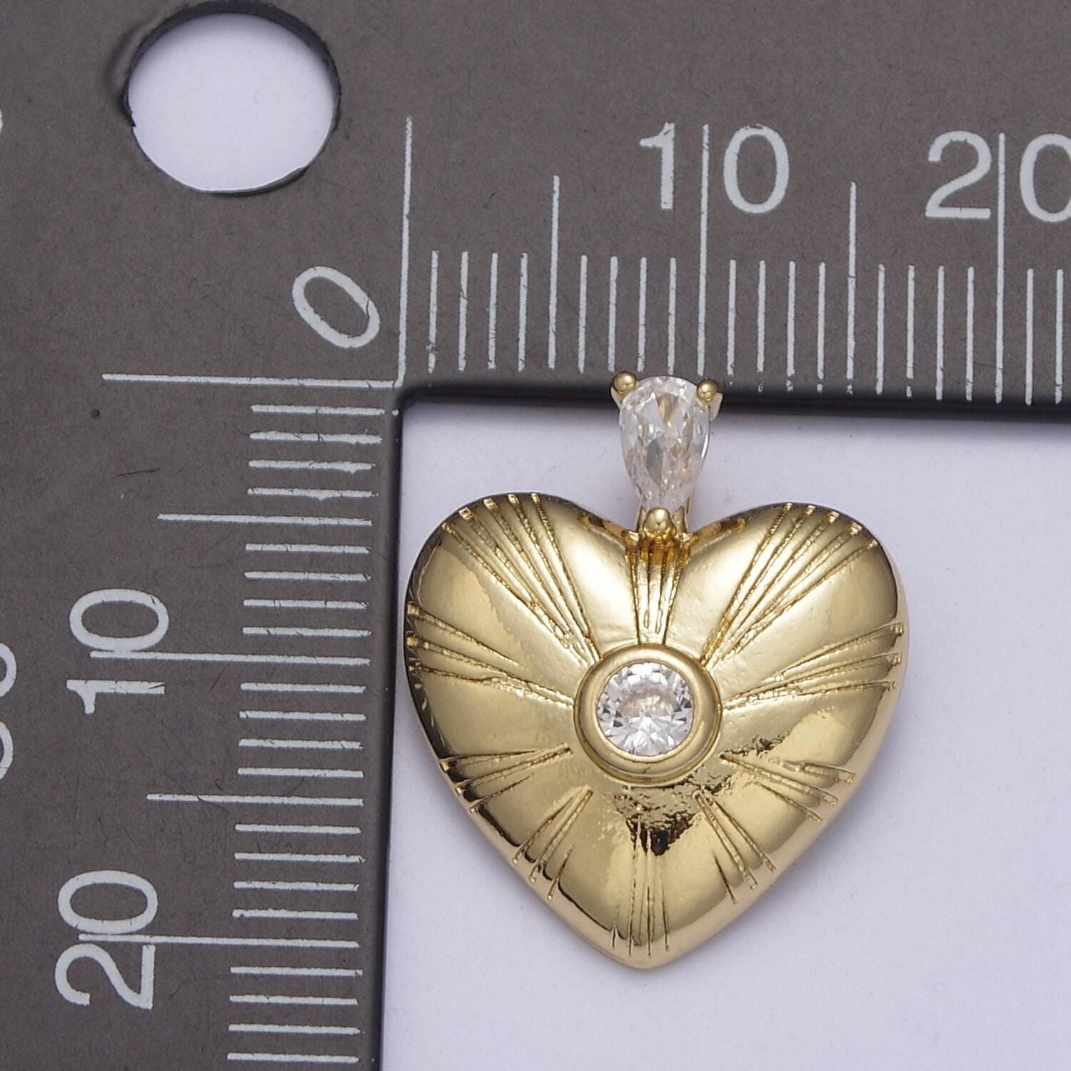 Small heart charm - cubic solitaire dainty gold mini heart add on charm - dainty heart - love inspired gold heart pendant c683