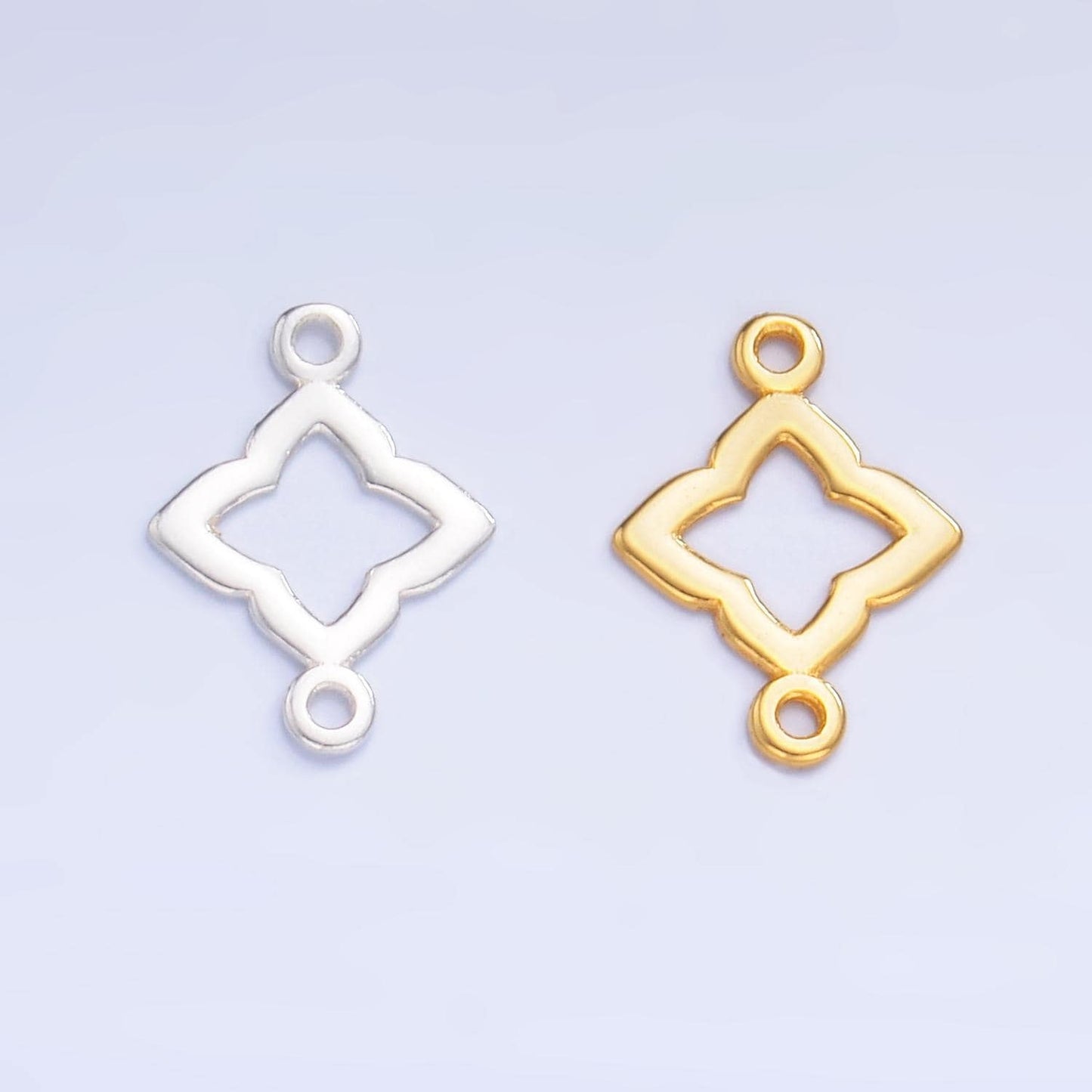 Sterling Silver S925 Flower Clover Charm Connector Gold Vermeil Monogram Jewelry for Bracelet Necklace Supply sl592