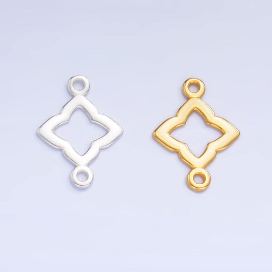 Sterling Silver S925 Flower Clover Charm Connector Gold Vermeil Monogram Jewelry for Bracelet Necklace Supply sl592