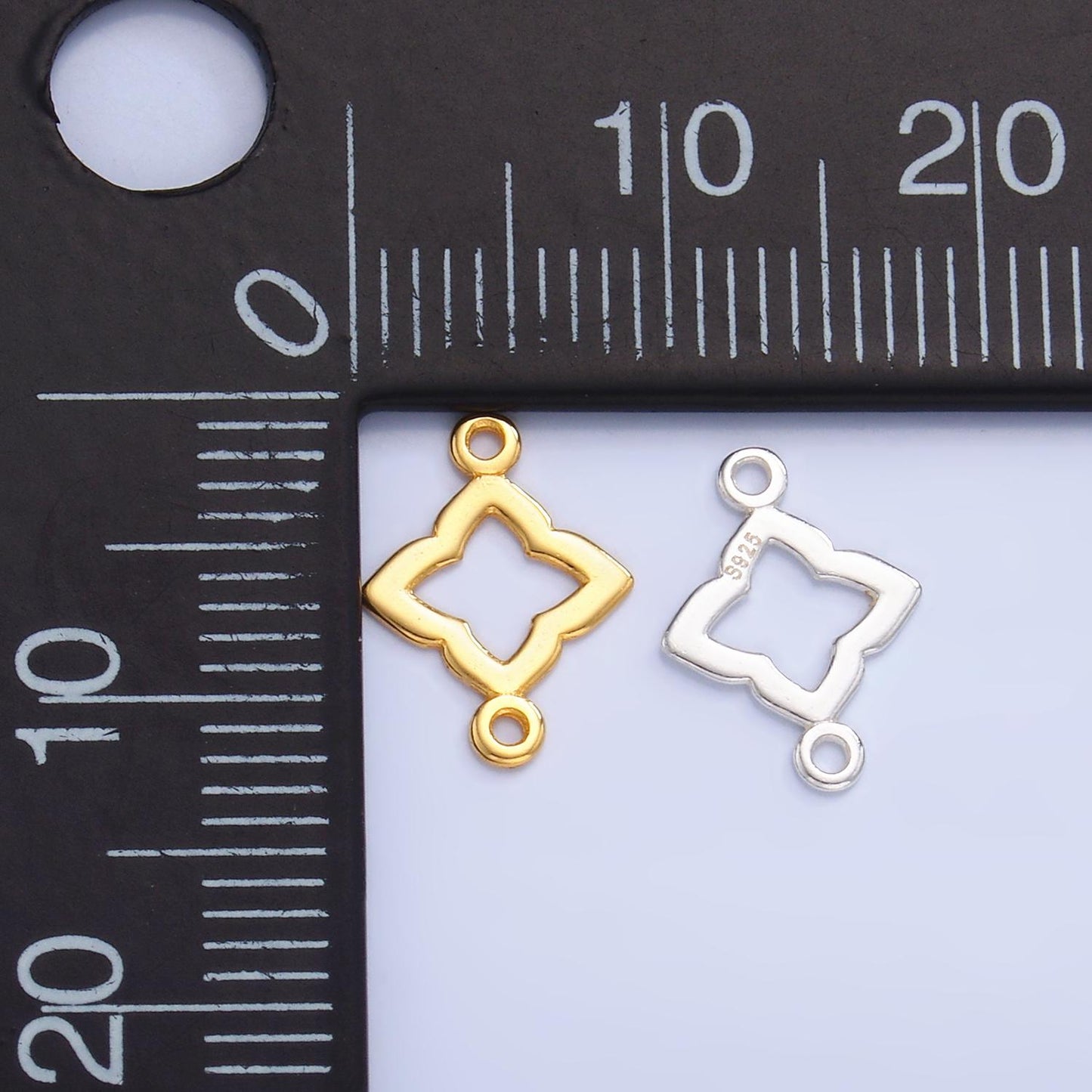 Sterling Silver S925 Flower Clover Charm Connector Gold Vermeil Monogram Jewelry for Bracelet Necklace Supply sl592