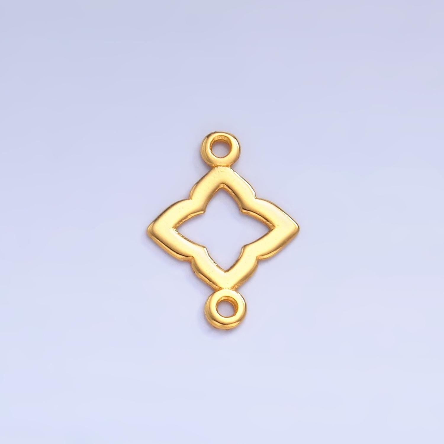 Sterling Silver S925 Flower Clover Charm Connector Gold Vermeil Monogram Jewelry for Bracelet Necklace Supply sl592