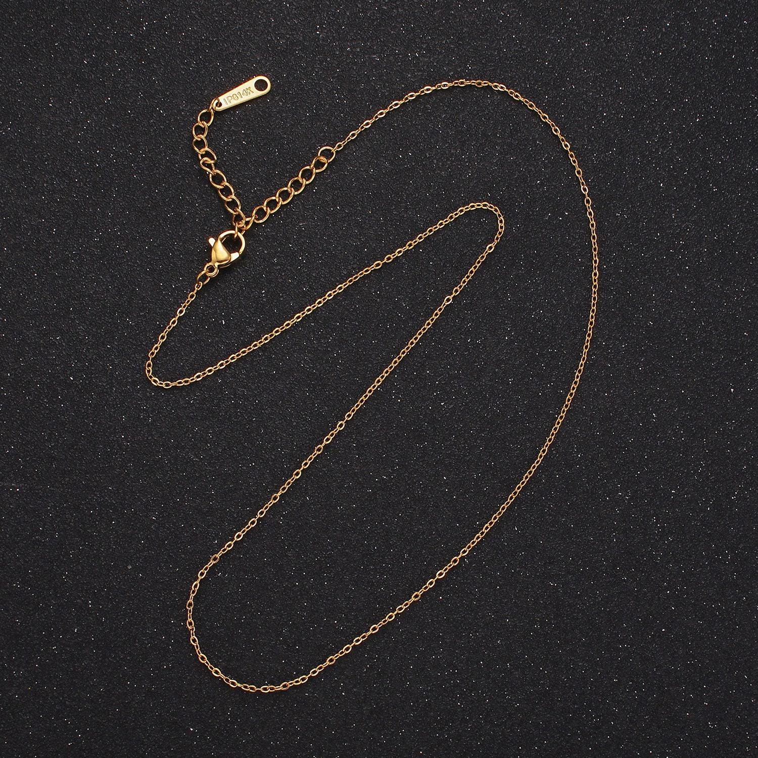 Gold stainless steel 1mm cable chain 16 inch layering minimalist necklace with extender | wa-2417