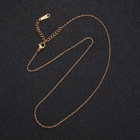 Gold stainless steel 1mm cable chain 16 inch layering minimalist necklace with extender | wa-2417