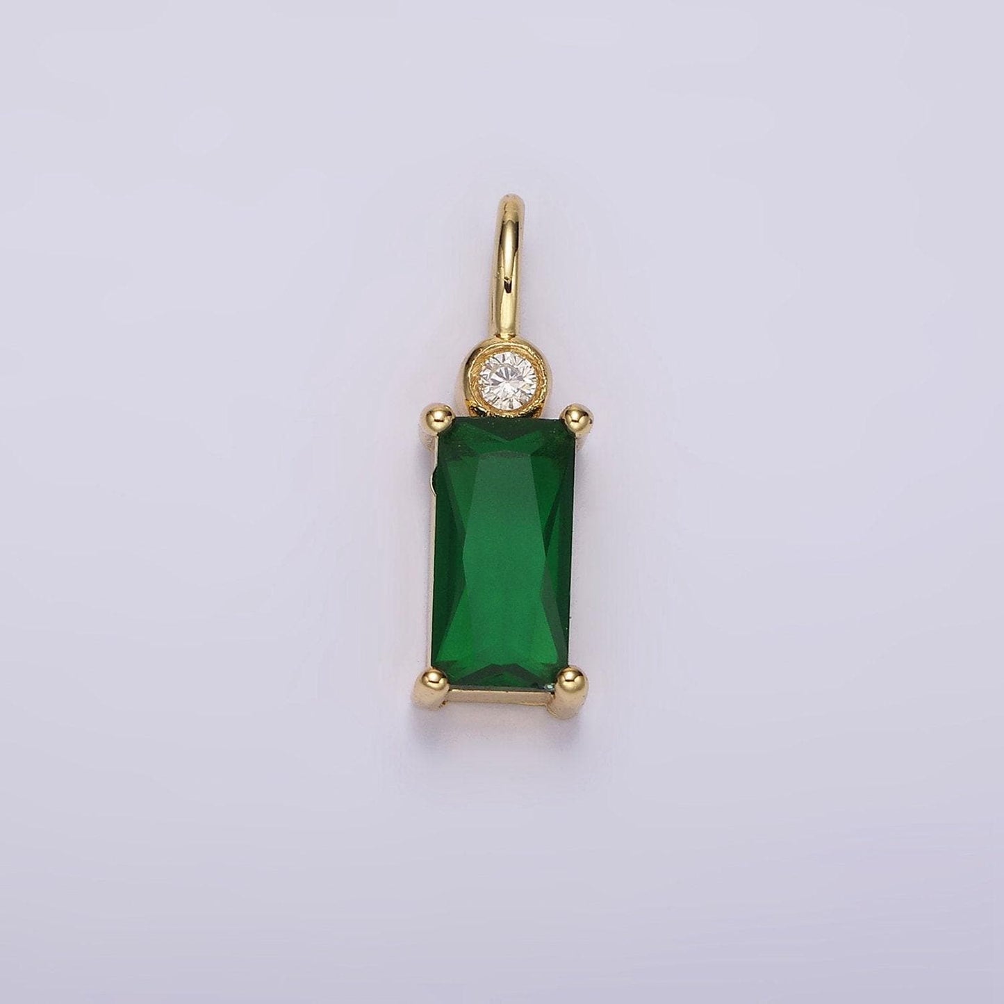 14k gold filled clear, purple, fuchsia, green, blue, black baguette cz pendant | n1955 - n1960