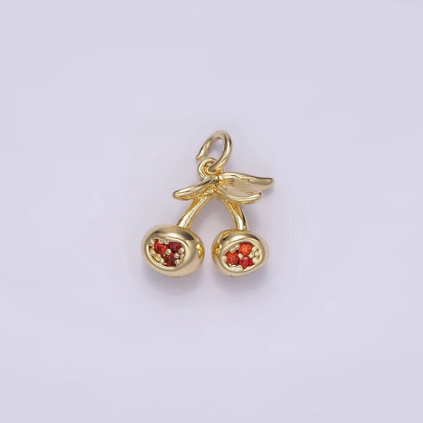 14k gold filled orange cz cherry fruit mini add-on charm | ag231