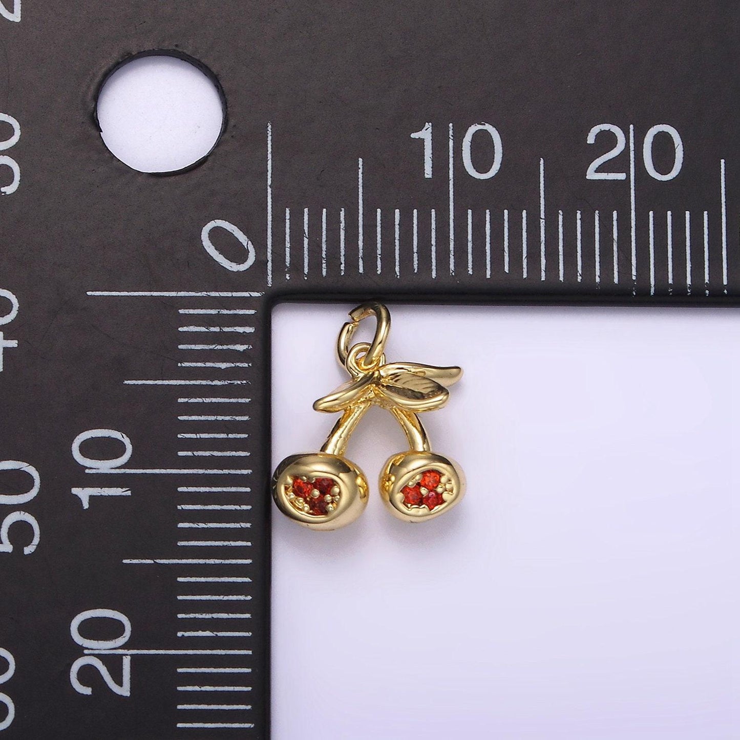 14k gold filled orange cz cherry fruit mini add-on charm | ag231