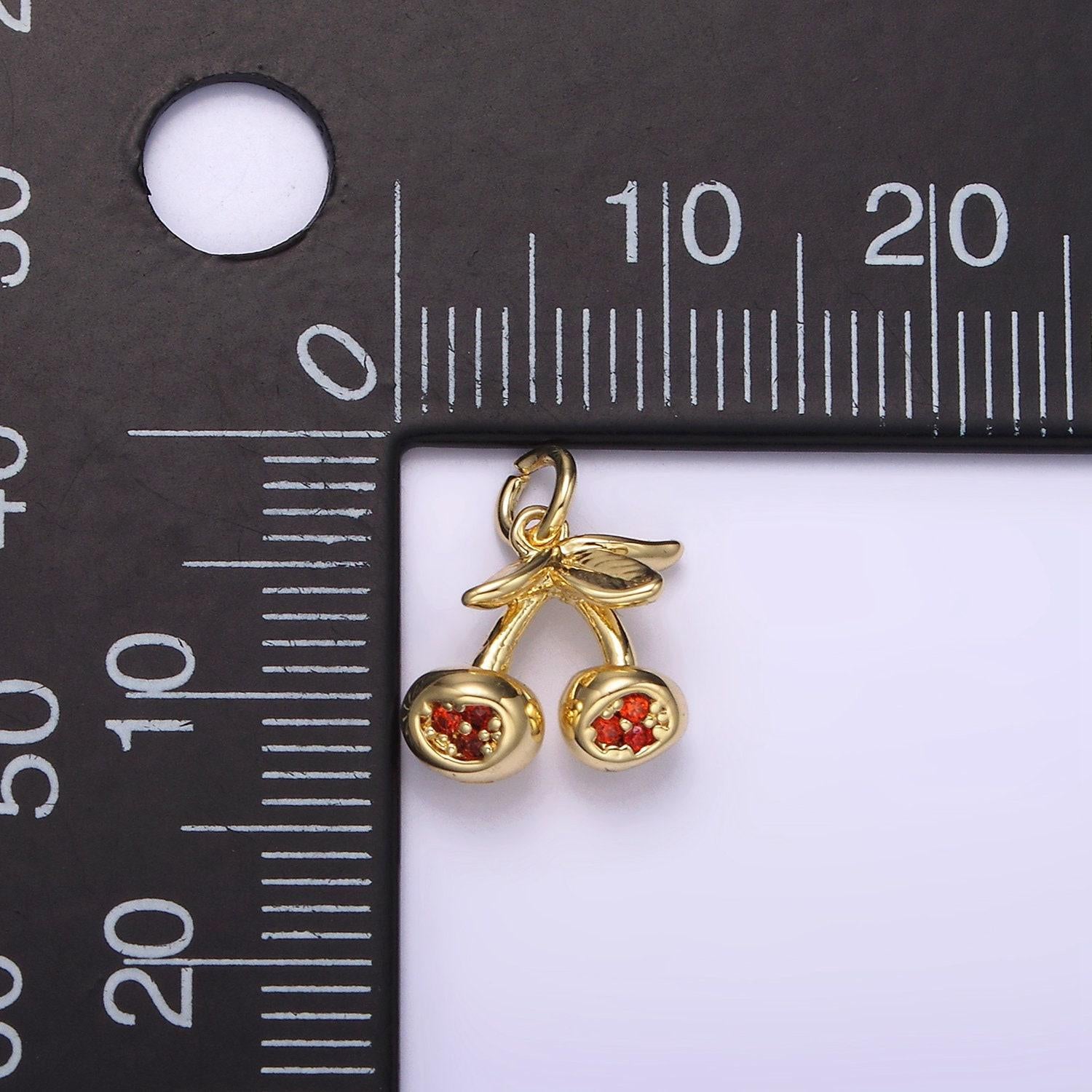 14k gold filled orange cz cherry fruit mini add-on charm | ag231