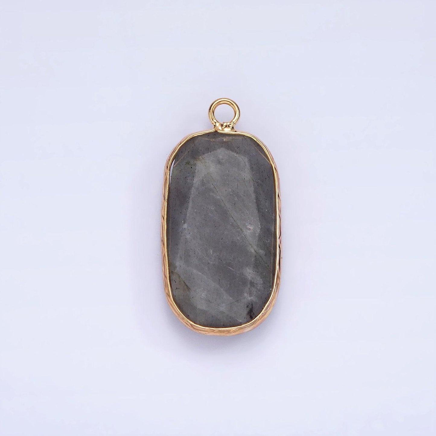 14k gold filled natural gemstone multifaceted oval bezel charm | n1655 - n1659