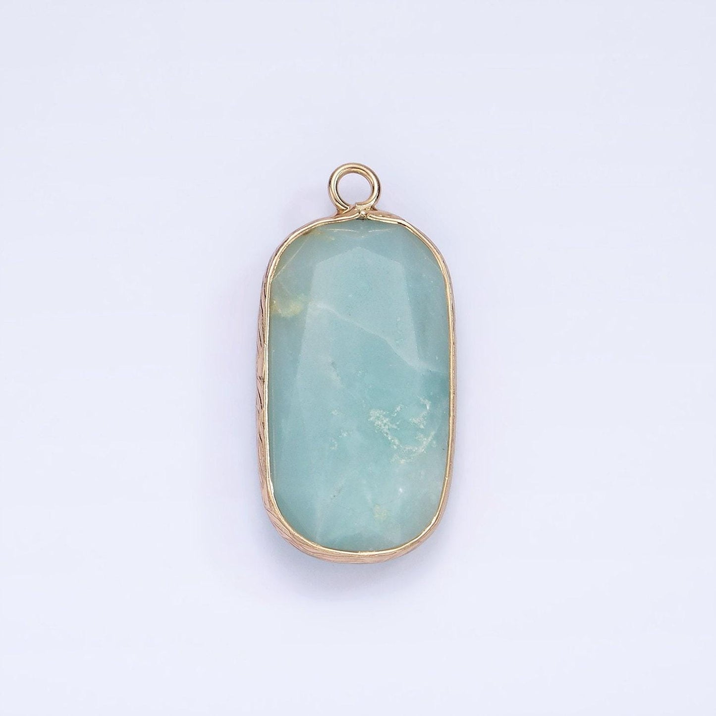 14k gold filled natural gemstone multifaceted oval bezel charm | n1655 - n1659