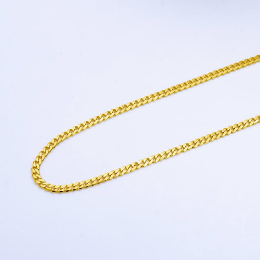 2mm gold cuban curb chain by yard, 24k gold filled wholesale bulk curb roll chain for jewelry making | roll-1534
