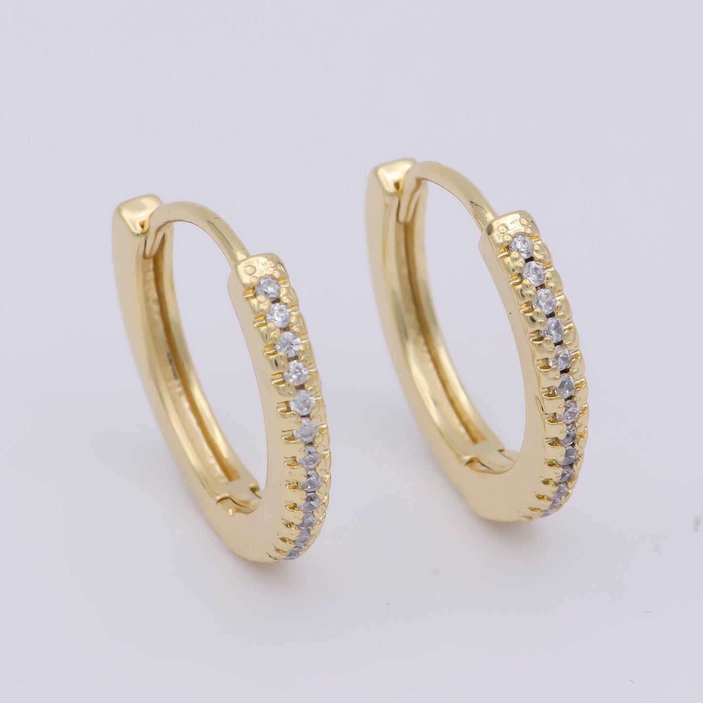 Minimalist cz huggie hoop earrings, dainty round huggie earrings, minimal cartilage huggie hoop earrings 14k gold filled earring