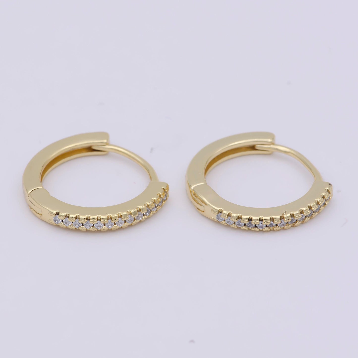 Minimalist cz huggie hoop earrings, dainty round huggie earrings, minimal cartilage huggie hoop earrings 14k gold filled earring