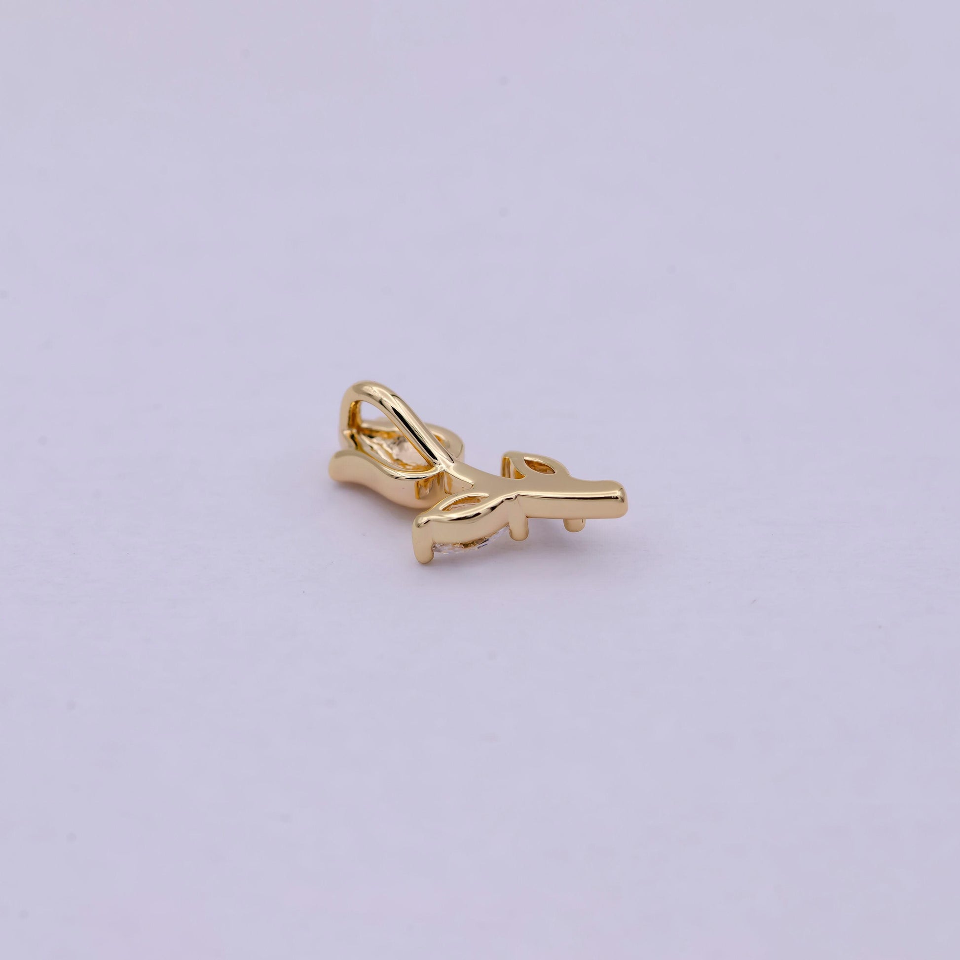 14k gold filled small rose flower charm, tiny mini rose with stem for diy fashion jewelry pendant necklace bracelet earring supply c-384