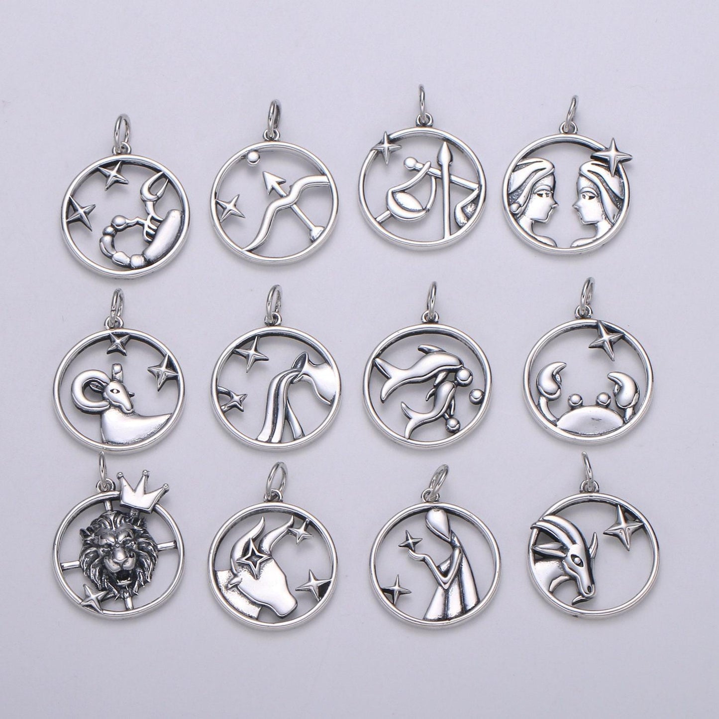 S925 sterling silver zodiac constellation charms, zodiac symbol, horoscope charm, dainty silver astrological zodiac sign minimalist jewelry