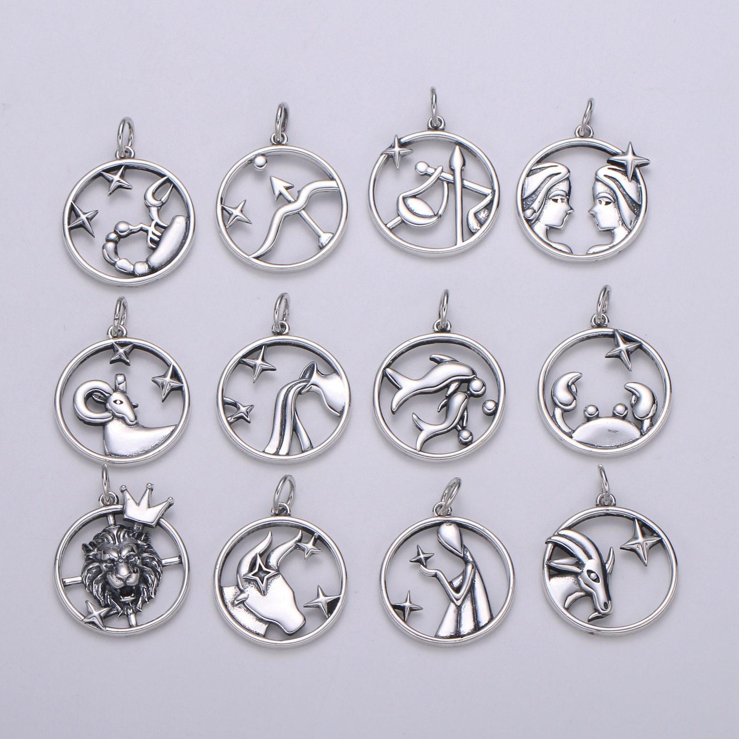 S925 sterling silver zodiac constellation charms, zodiac symbol, horoscope charm, dainty silver astrological zodiac sign minimalist jewelry