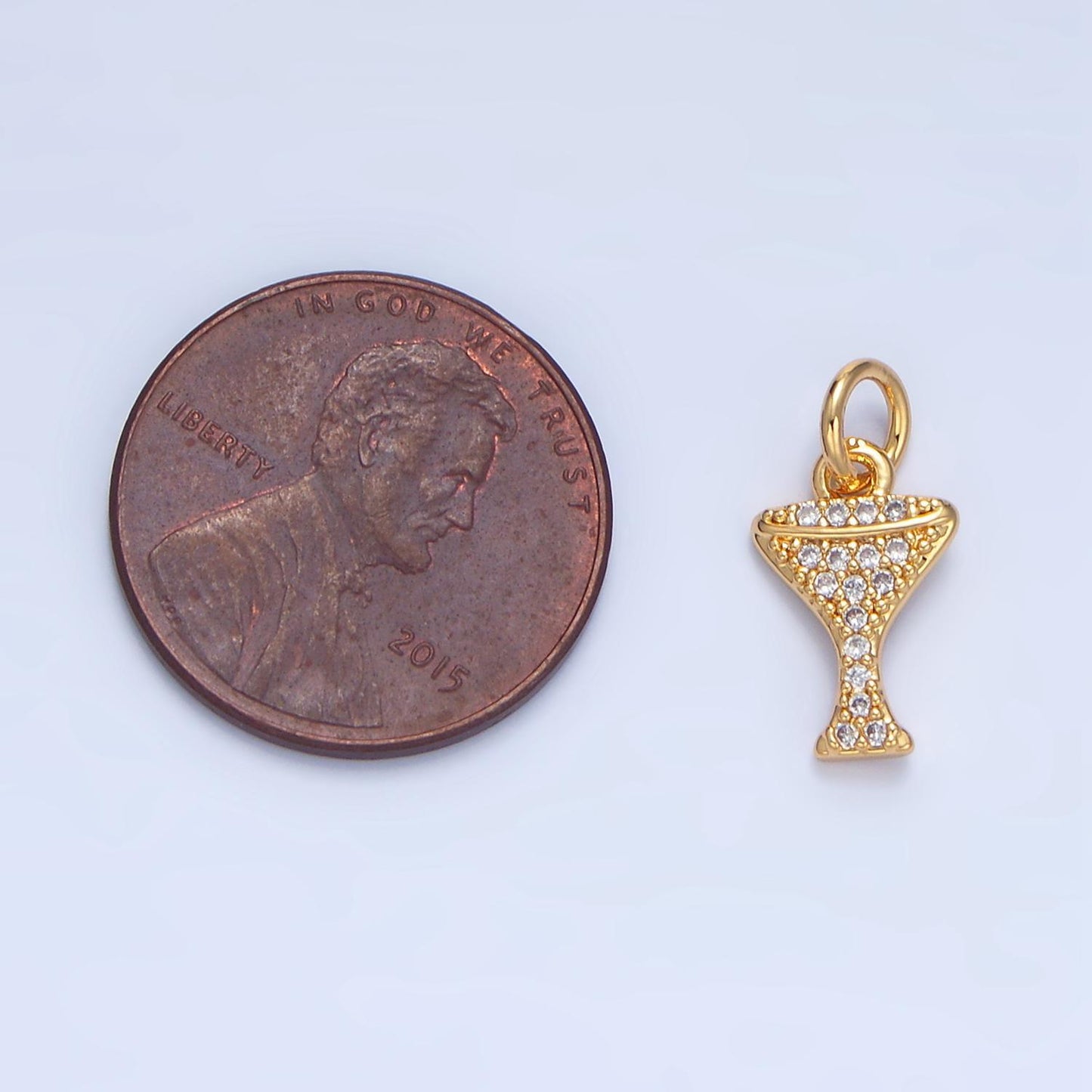 Clear cz micro paved alcoholic martini drink 24k gold filled charm | x-868