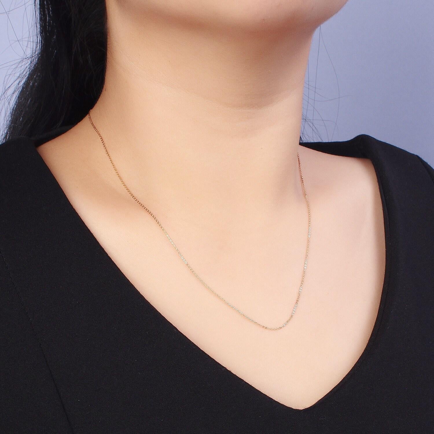 19.5'' ready to use 18k gold filled thin rolo necklace chain layering cable chain dainty necklace for pendant charm necklace making wa1605