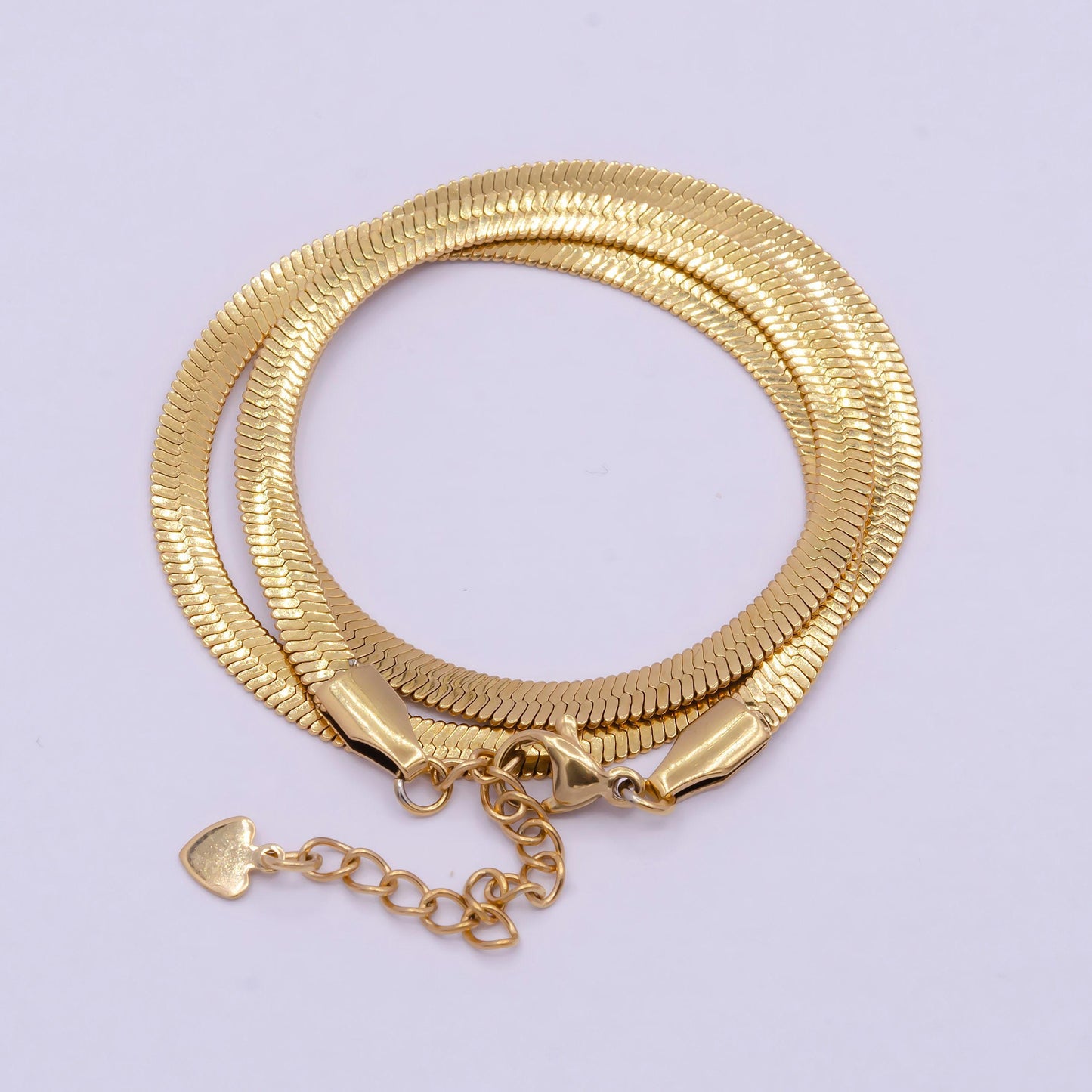 4.0mm gold herringbone necklace, 24k gold filled 16.0" or 18.0" + 2.0 extender delicate gold snake necklace | wa-934, wa-935