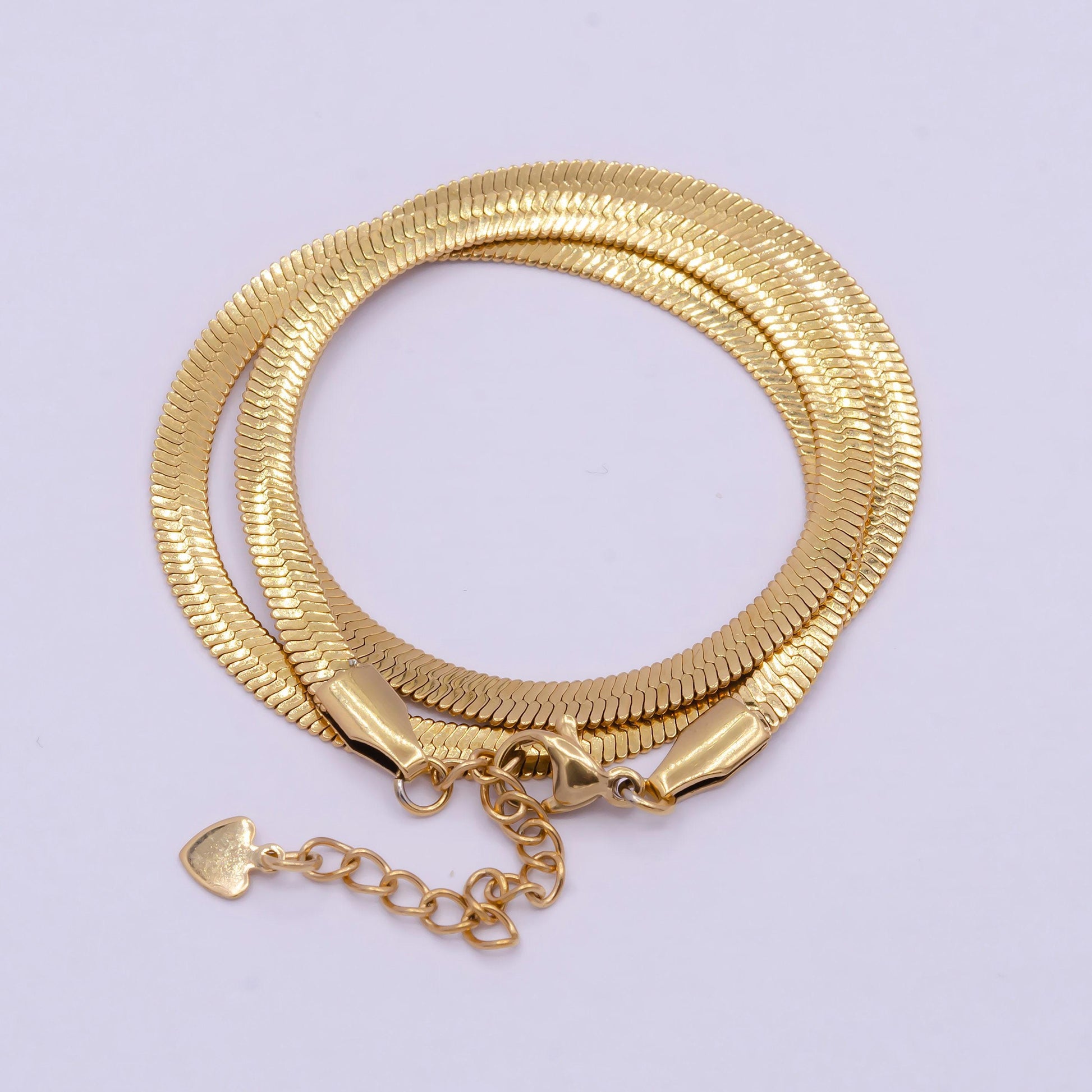 4.0mm gold herringbone necklace, 24k gold filled 16.0" or 18.0" + 2.0 extender delicate gold snake necklace | wa-934, wa-935
