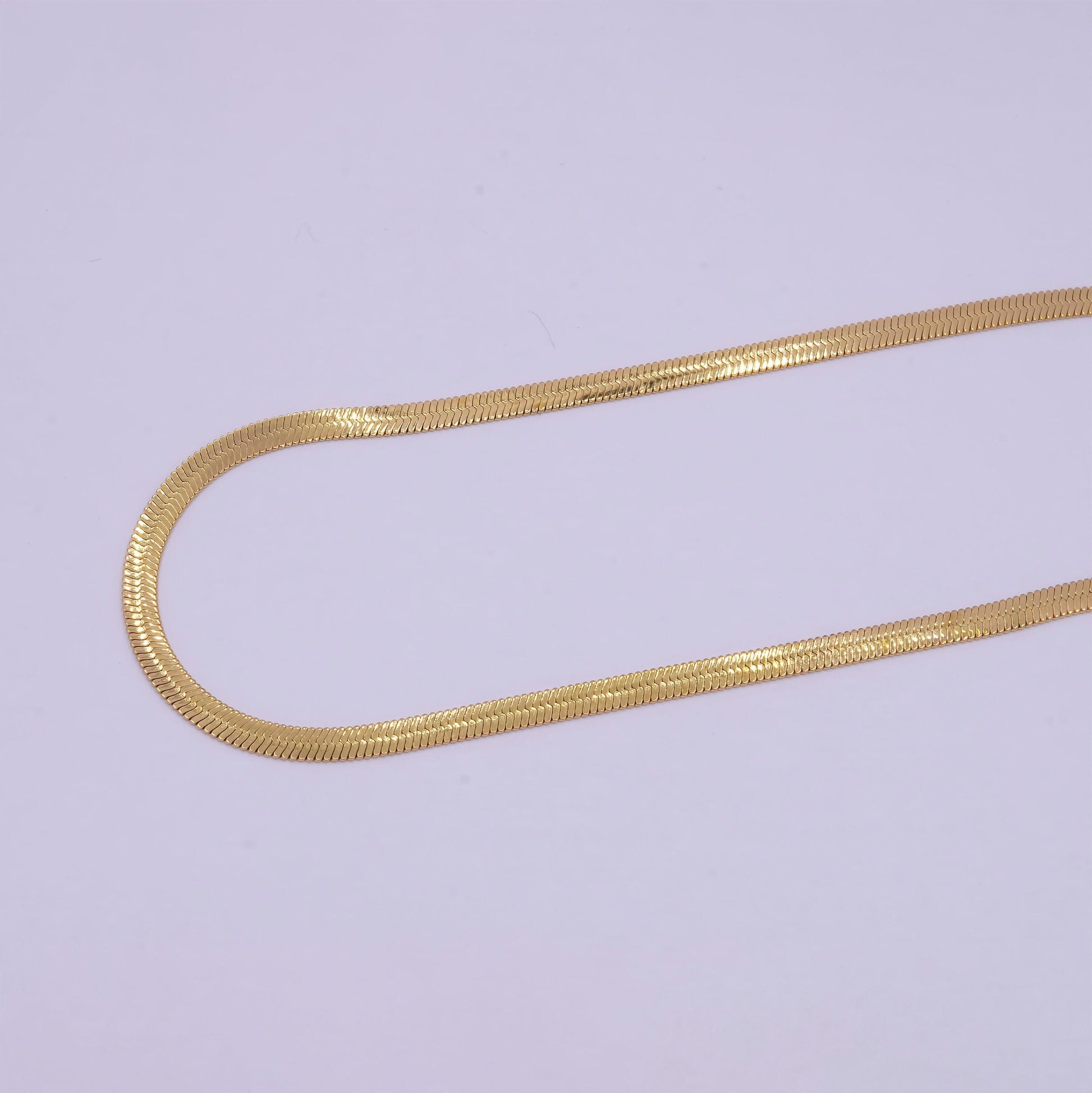 4.0mm gold herringbone necklace, 24k gold filled 16.0" or 18.0" + 2.0 extender delicate gold snake necklace | wa-934, wa-935