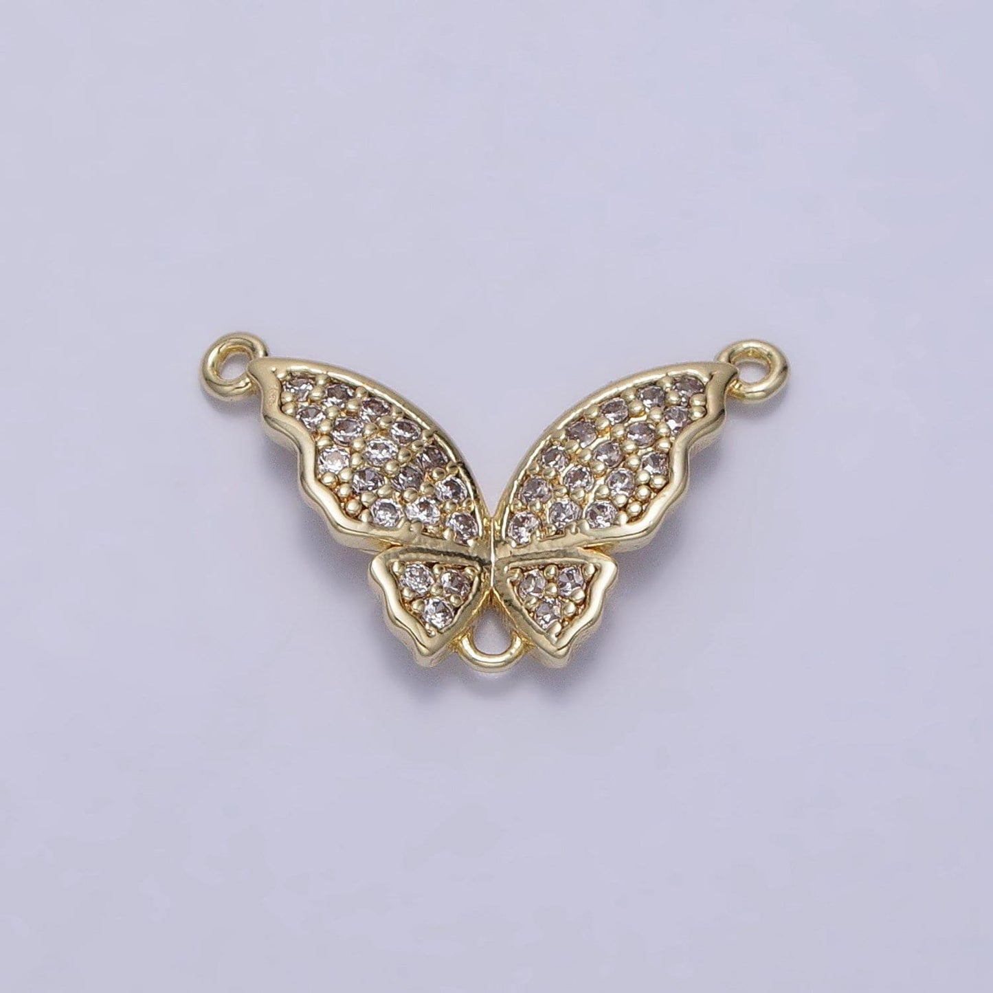 Teeny tiny butterfly charm connector cz gold filled charm for handmade lariat necklace component y-880