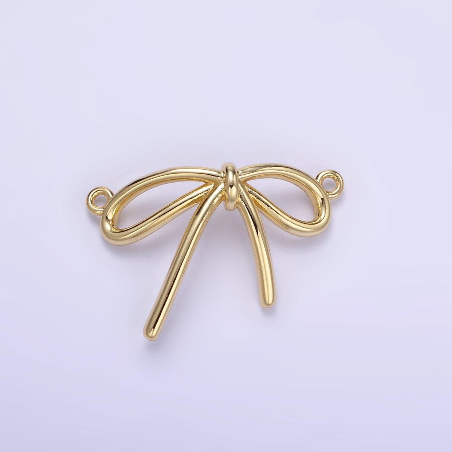 Dainty 14k gold filled bow charm connector 28mm small bow link connector for bracelet necklace supply jewelry making | g497