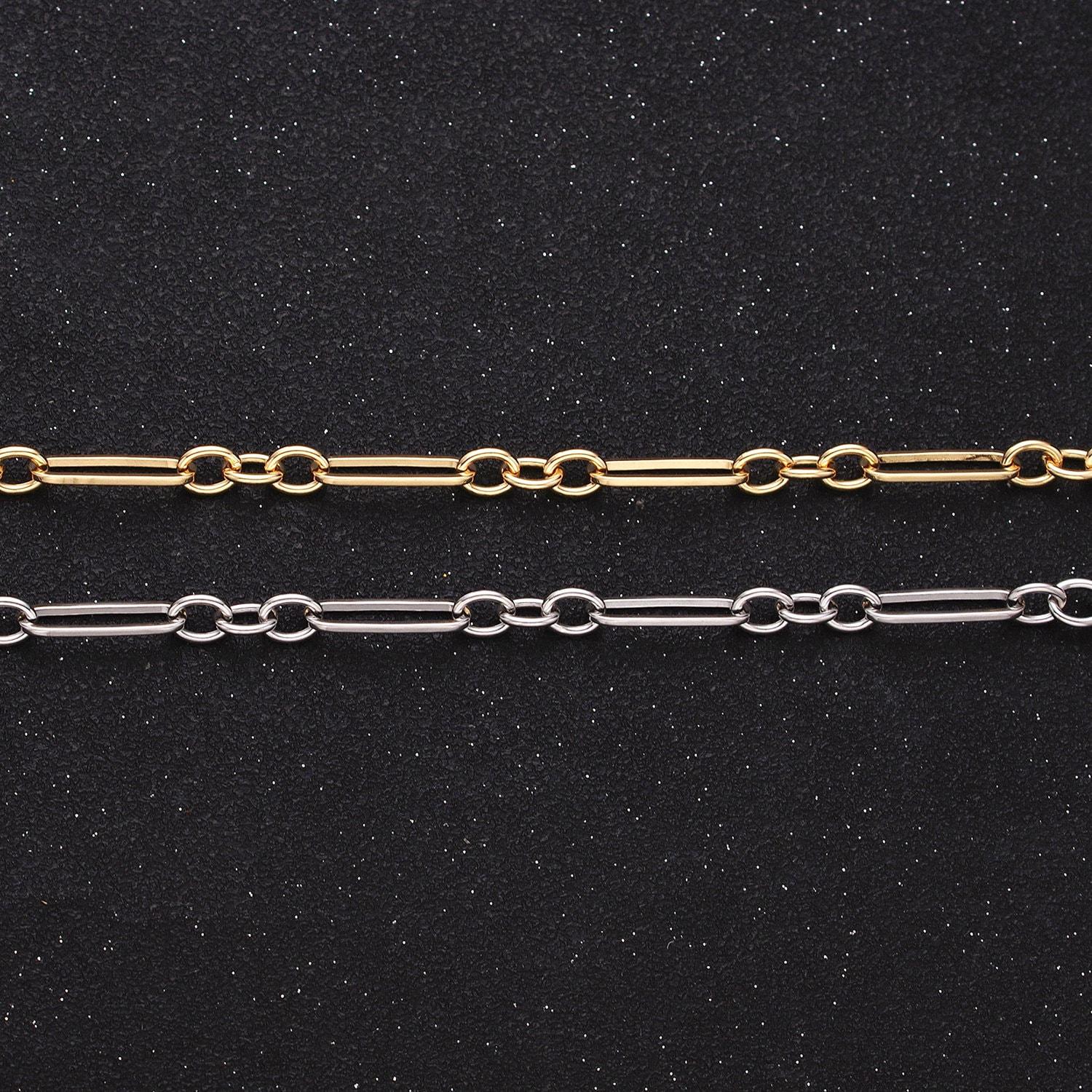 16k gold filled 15mm x 4.5mm paperclip triple cable link unfinished unique chain in jewelry making | roll-1371 roll-1372