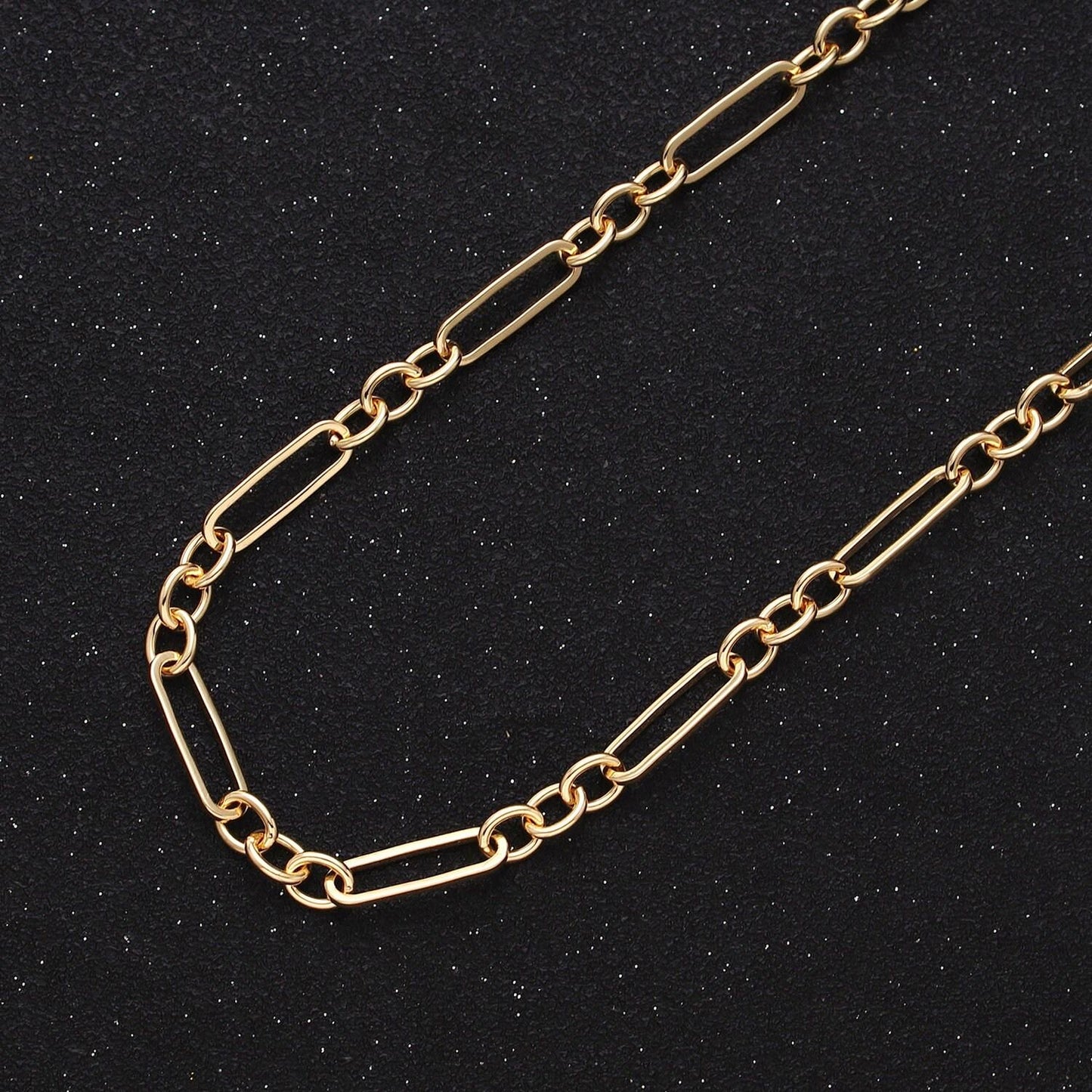 16k gold filled 15mm x 4.5mm paperclip triple cable link unfinished unique chain in jewelry making | roll-1371 roll-1372
