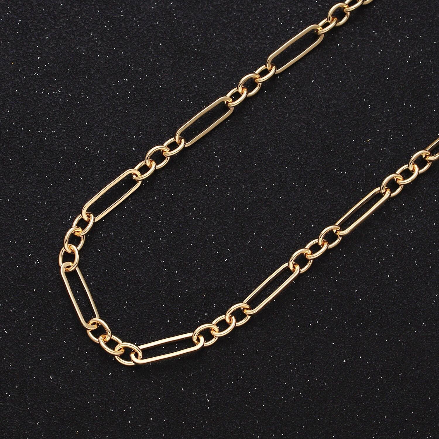 16k gold filled 15mm x 4.5mm paperclip triple cable link unfinished unique chain in jewelry making | roll-1371 roll-1372