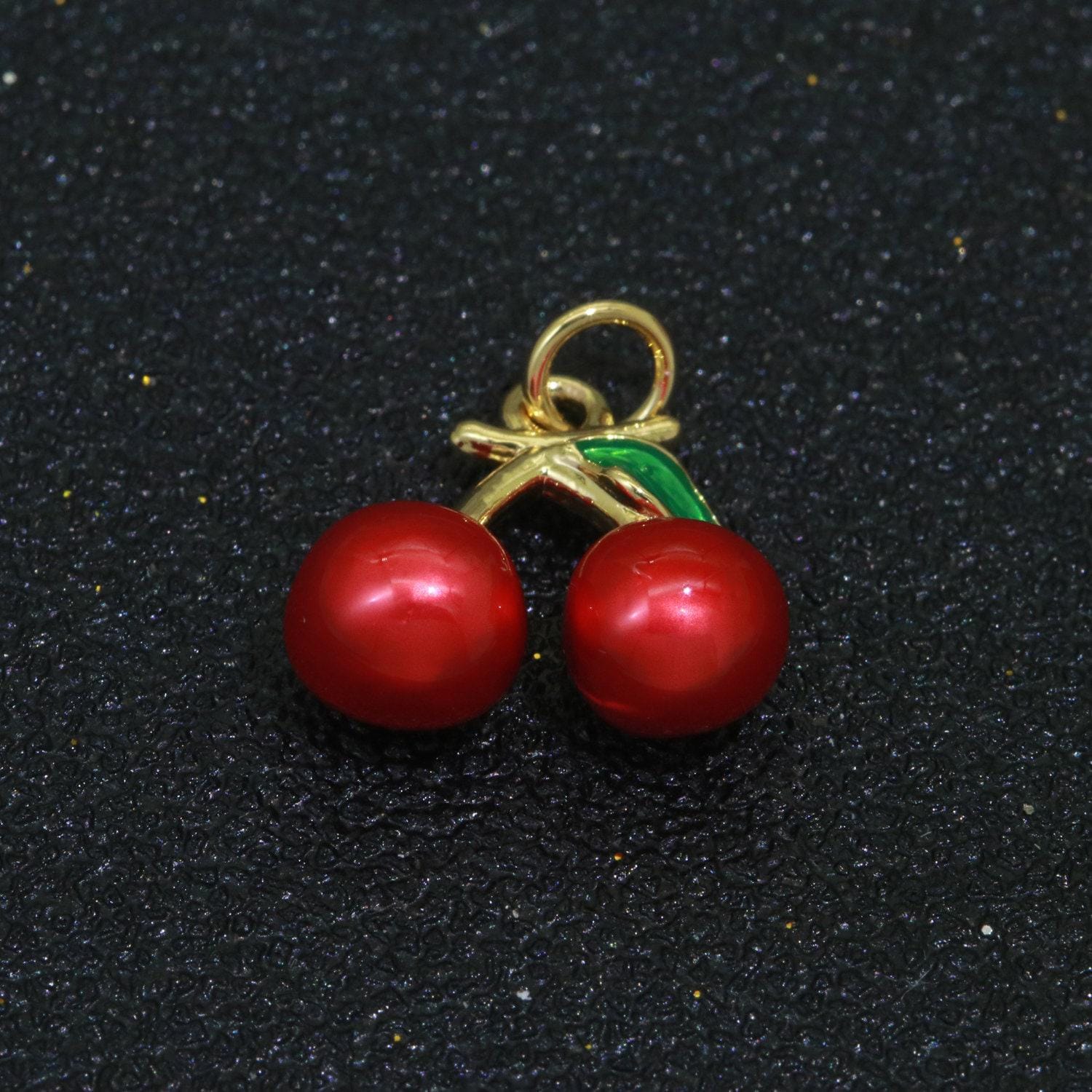 Dainty fruit charm red strawberry, mango, raspberry, cherry charm lead nickel free, jewelry making supplies enamel jewelry food