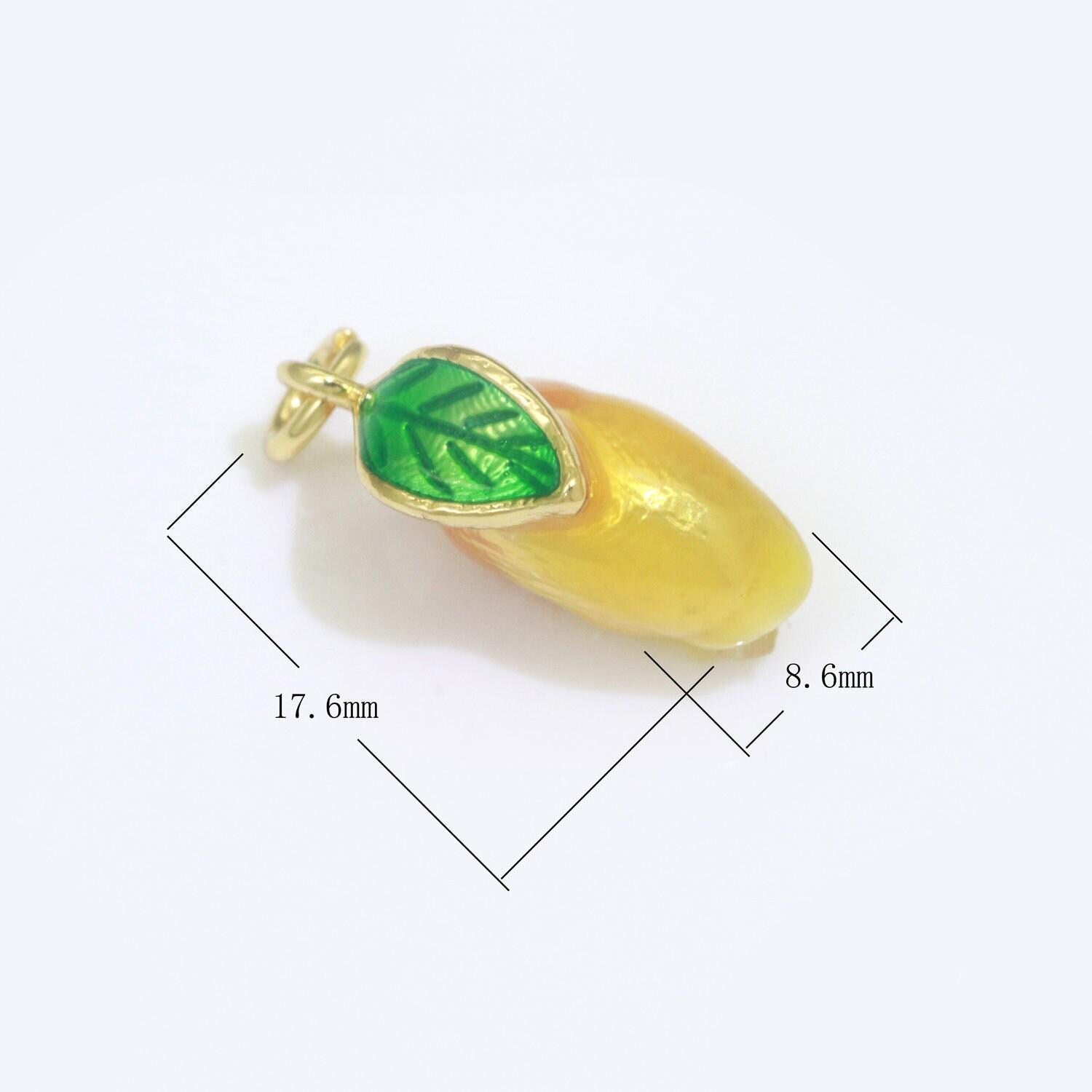 Dainty fruit charm red strawberry, mango, raspberry, cherry charm lead nickel free, jewelry making supplies enamel jewelry food