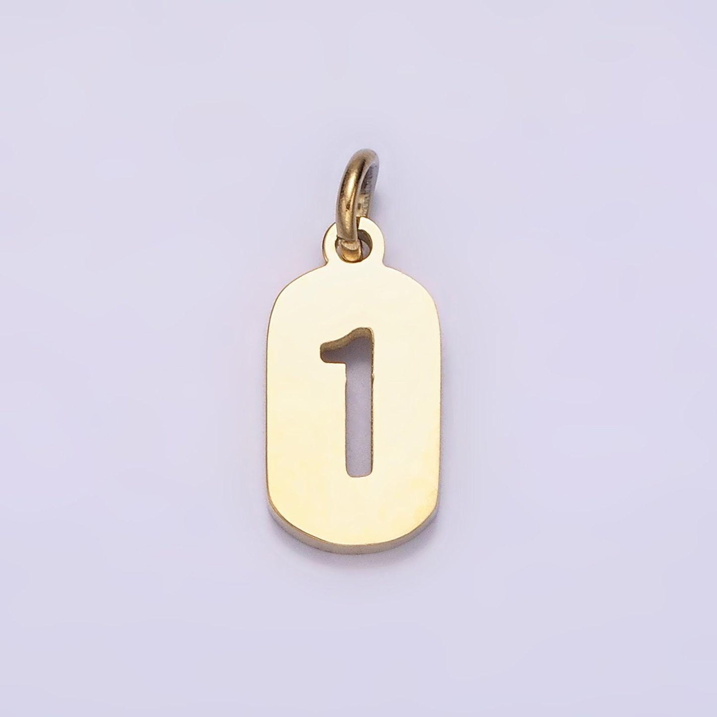 Laser cut gold stainless steel number 0-9 open script mini military tag add-on charm for necklace bracelet lucky number | p591 - p601