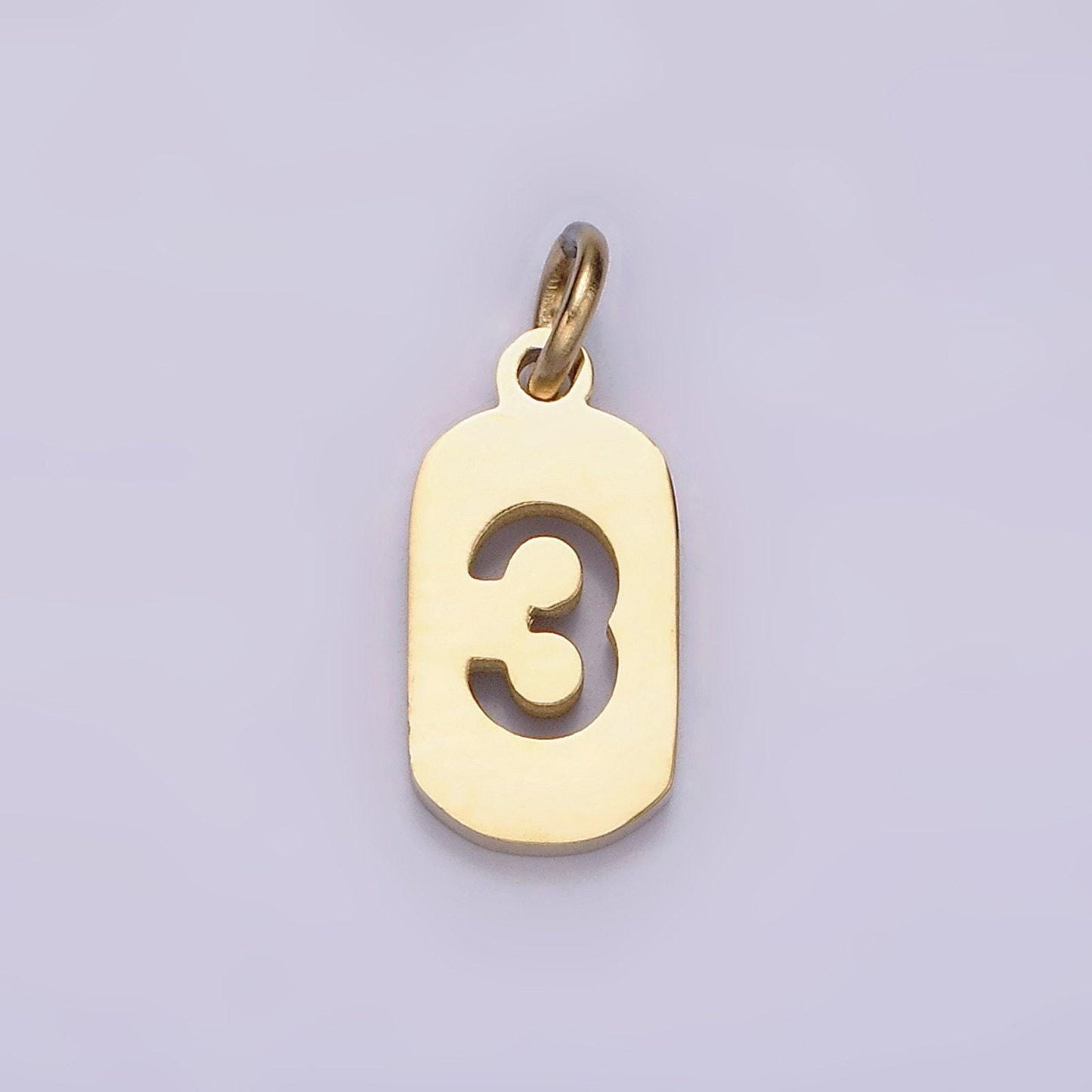 Laser cut gold stainless steel number 0-9 open script mini military tag add-on charm for necklace bracelet lucky number | p591 - p601