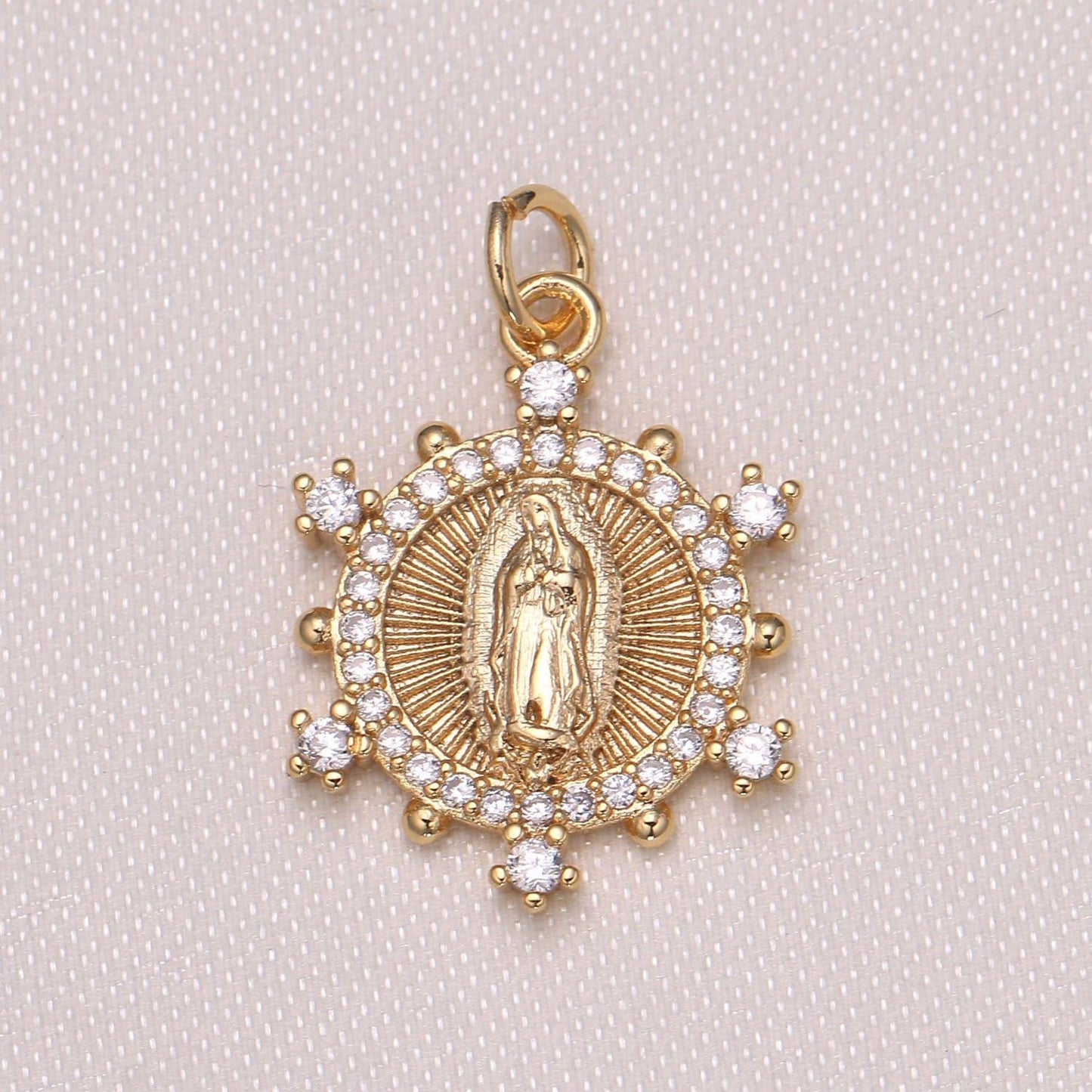 Mini virgin mary charm religious charm micro pave cz lady guadalupe charm for jewelry making -n1171