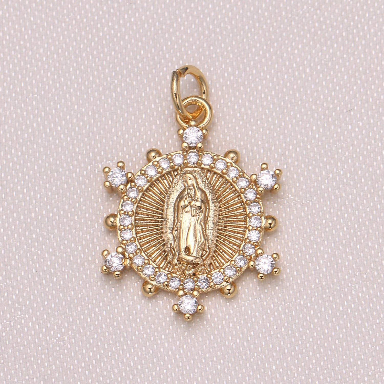 Mini virgin mary charm religious charm micro pave cz lady guadalupe charm for jewelry making -n1171