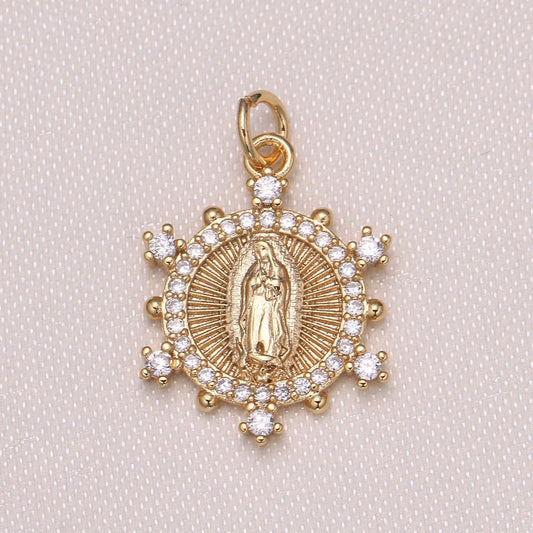 Mini virgin mary charm religious charm micro pave cz lady guadalupe charm for jewelry making -n1171