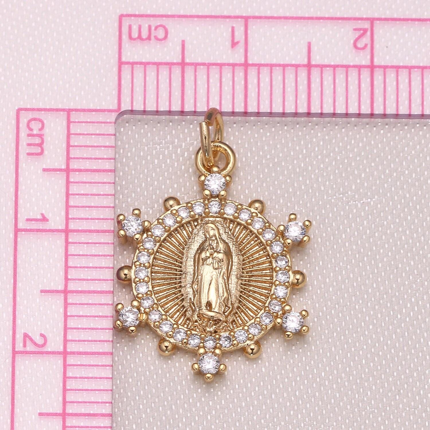 Mini virgin mary charm religious charm micro pave cz lady guadalupe charm for jewelry making -n1171