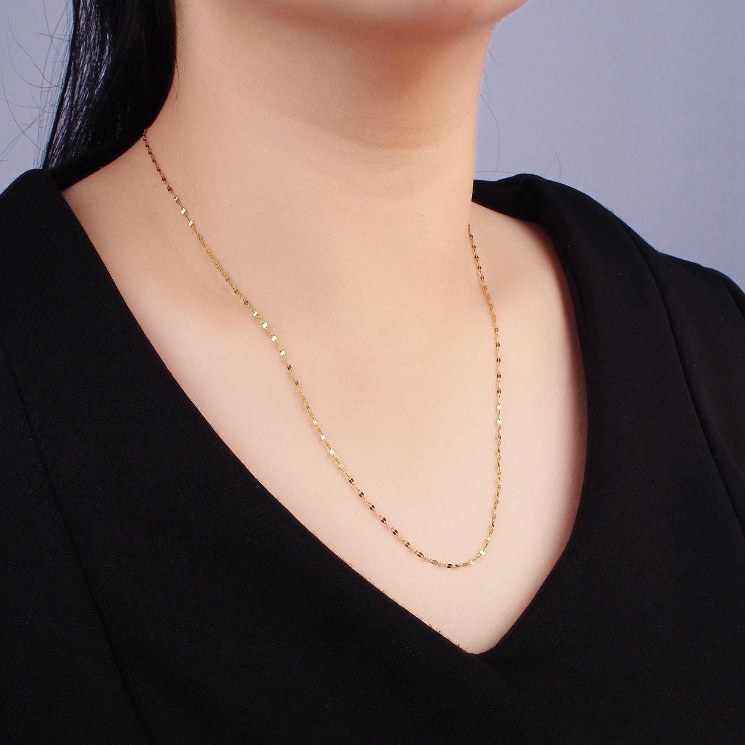 Waterproof and sweatproof minimalist necklace for woman 1.3 dapped cable chain gold stainless steel chain for layering necklace wa2421
