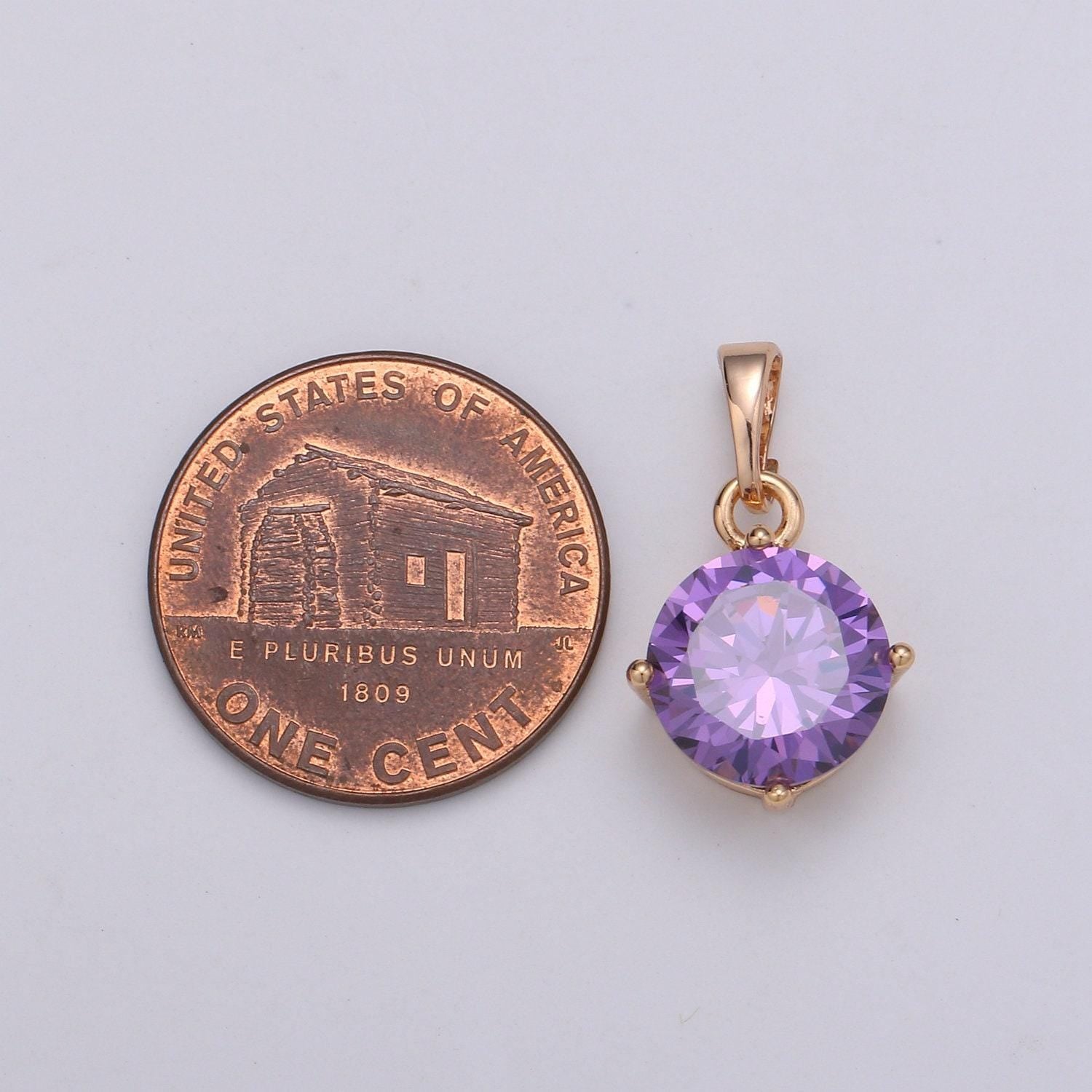 1pc. cubic zirconia 18k gold pendant, solitaire cubic charm for easy self-making jewelry, sophisticate pendant, pdgf-2043-2047