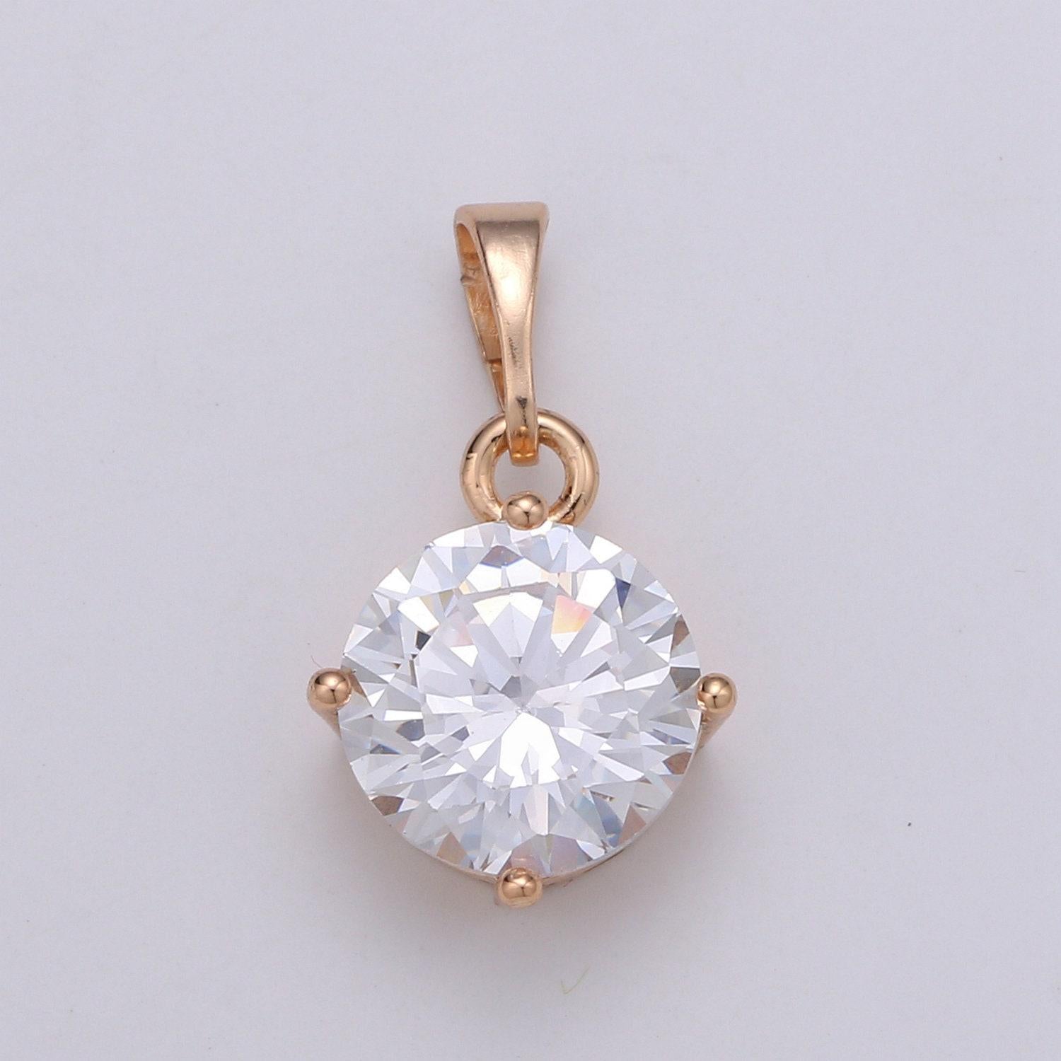 1pc. cubic zirconia 18k gold pendant, solitaire cubic charm for easy self-making jewelry, sophisticate pendant, pdgf-2043-2047