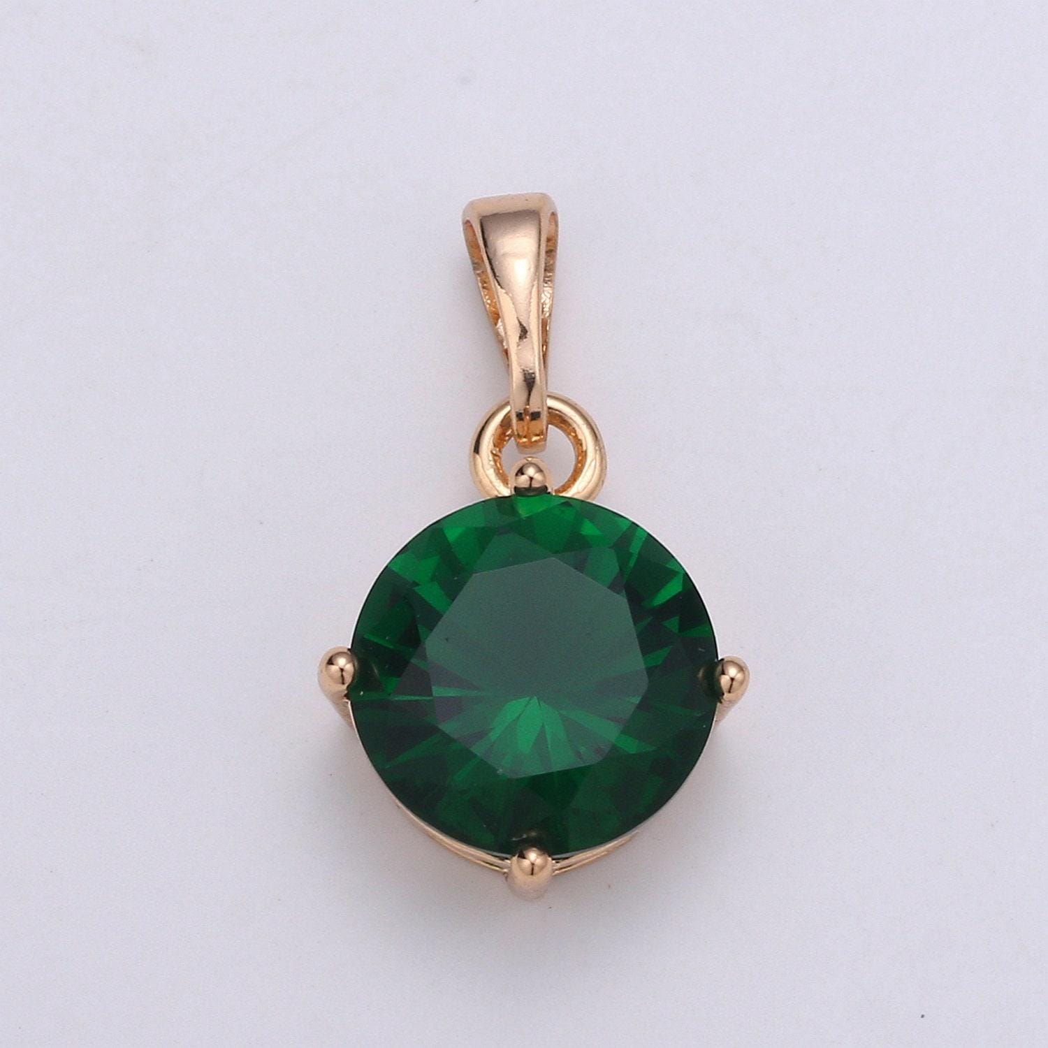 1pc. cubic zirconia 18k gold pendant, solitaire cubic charm for easy self-making jewelry, sophisticate pendant, pdgf-2043-2047