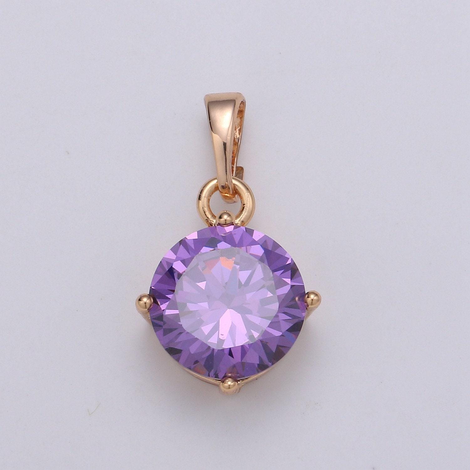 1pc. cubic zirconia 18k gold pendant, solitaire cubic charm for easy self-making jewelry, sophisticate pendant, pdgf-2043-2047