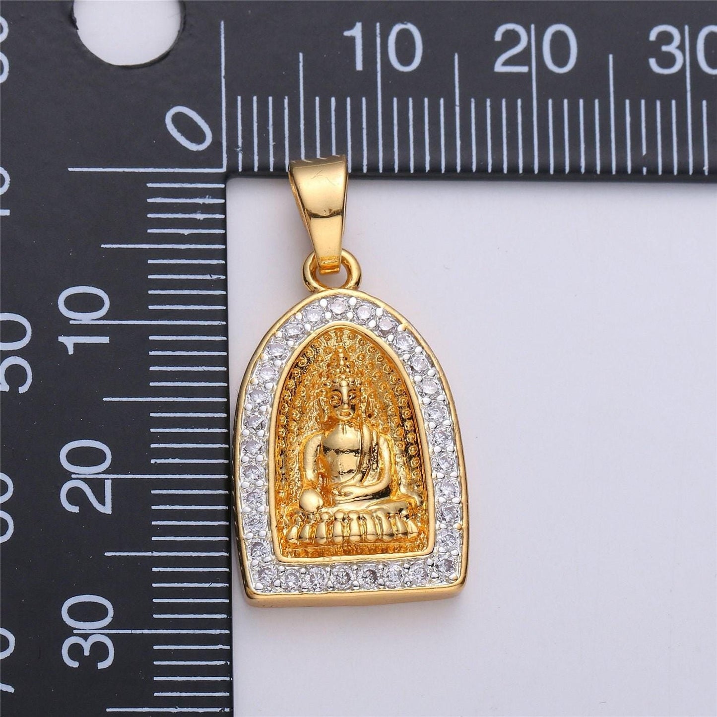 24k gold filled buddha pendant micro pave meditate buddha charm religious jewelry making supply yoga jewelry i-182