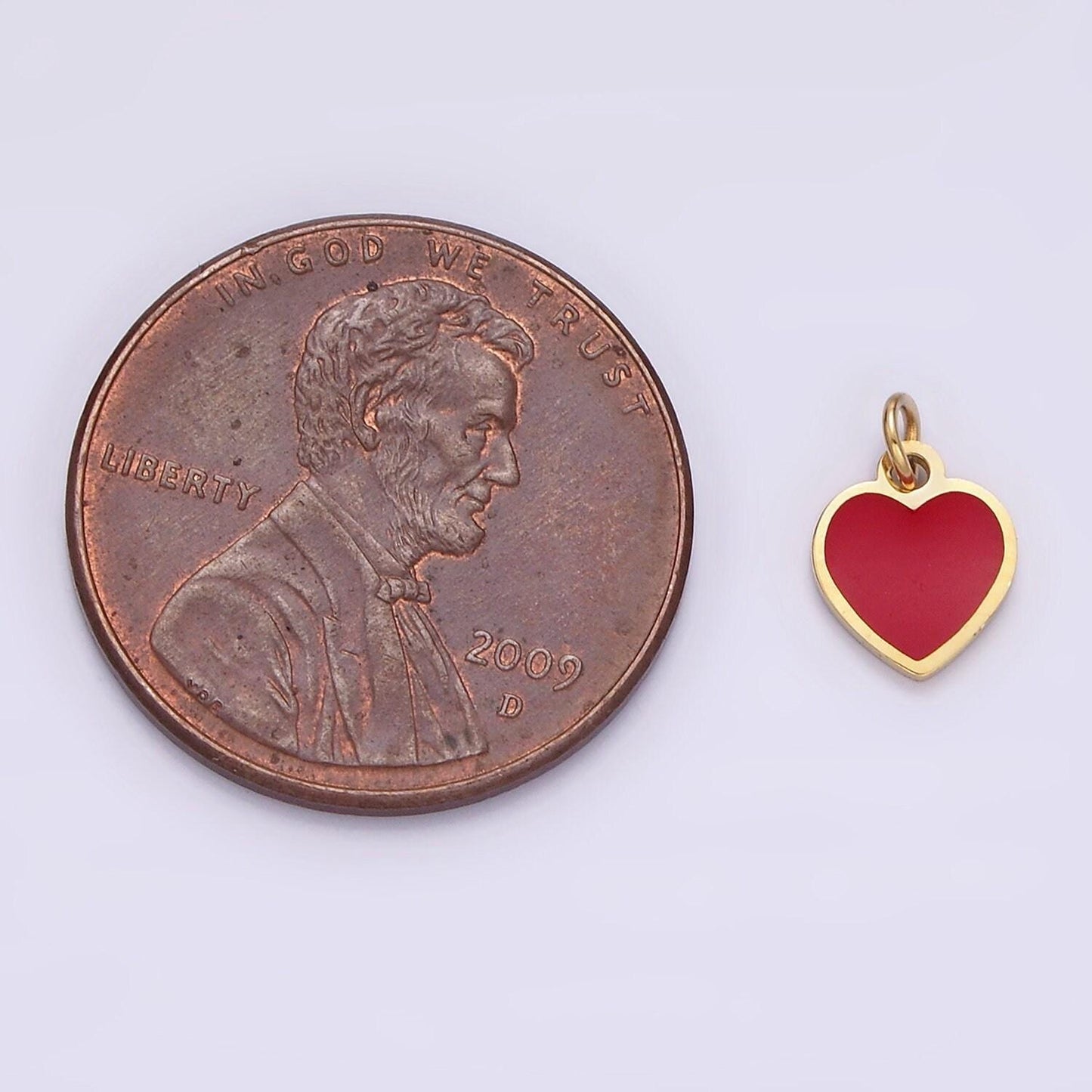 Dainty gold red enamel heart charm stainless steel pendant for necklace bracelet earring component p-1284
