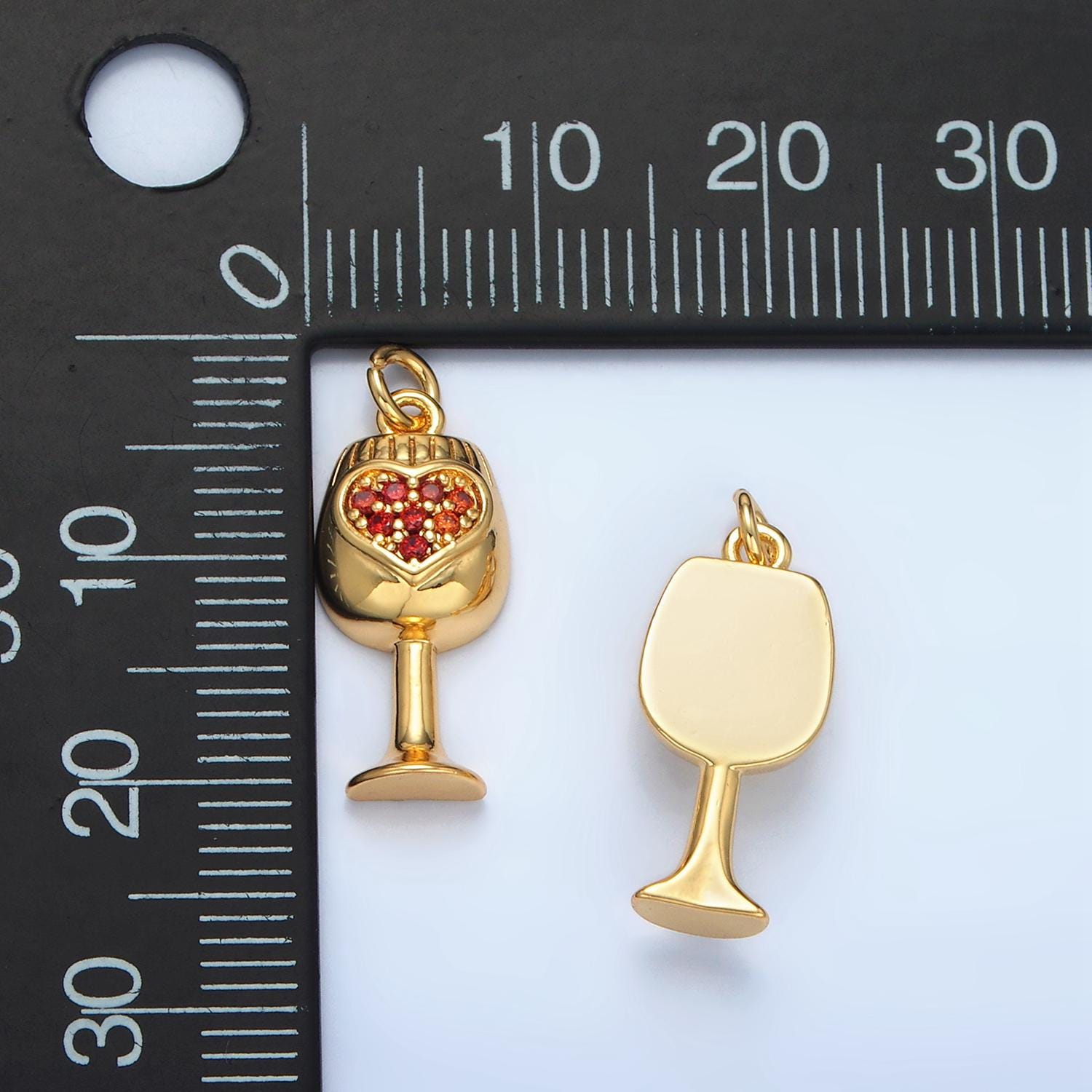 Gold micro pave cubic zirconia cz drinking cup, wine glass pendant chalice charm for diy jewelry necklace making, ag906