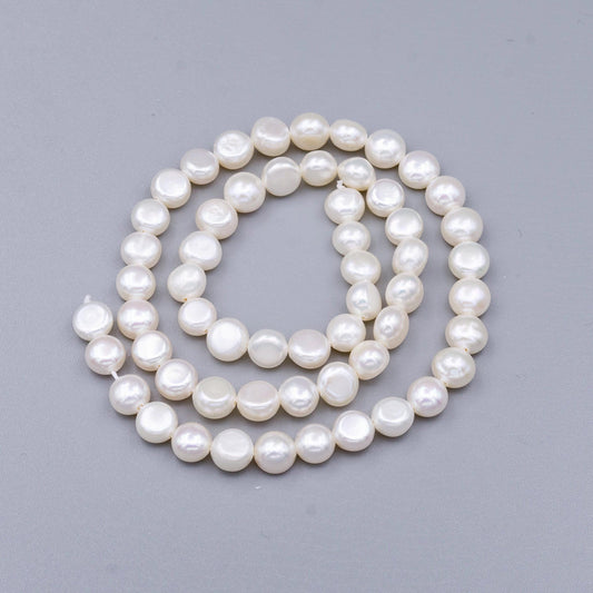 Natural white round button freshwater pearl beads genuine high luster smooth and shiny freshwater pearls 6mm wa-1655